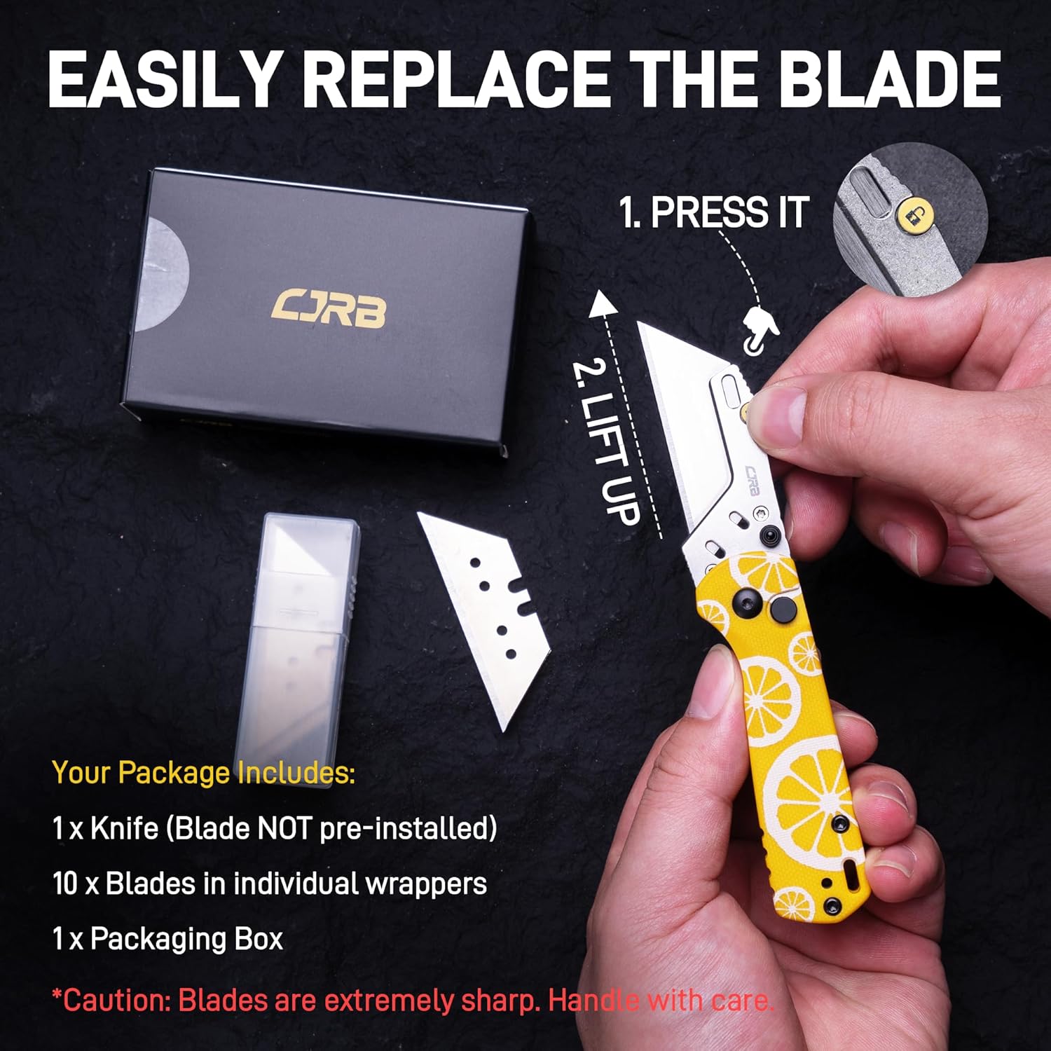 CJRB Boxer J1967 folding knife with Yellow Lemon G10 handle