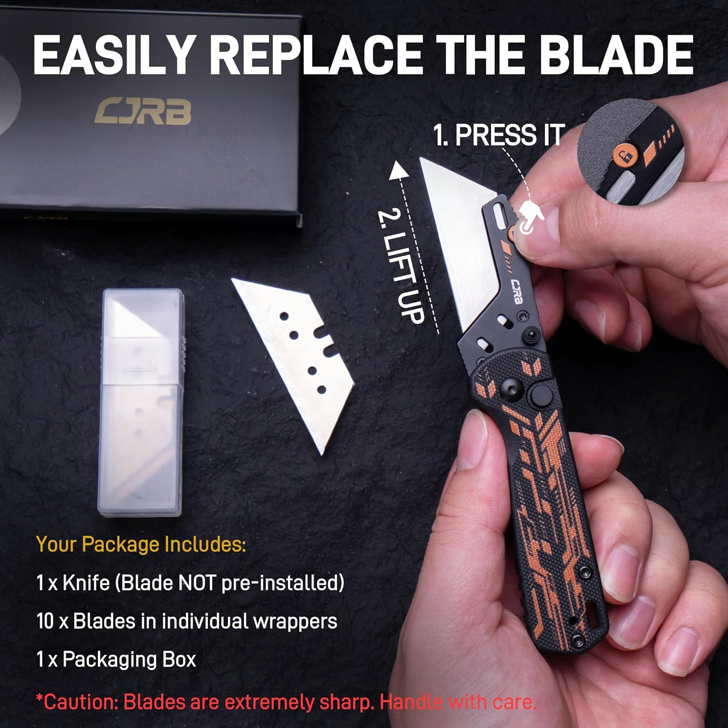 CJRB Boxer J1967 folding knife with Black Mechanical G10 handle