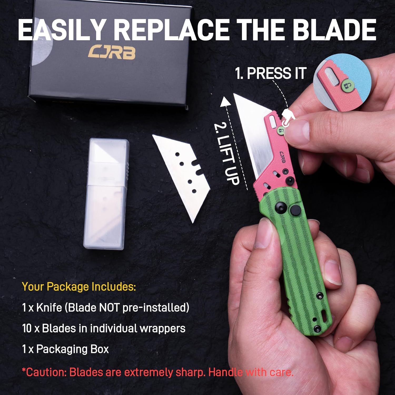 CJRB Boxer J1967 folding knife with Green Watermelon G10 handle