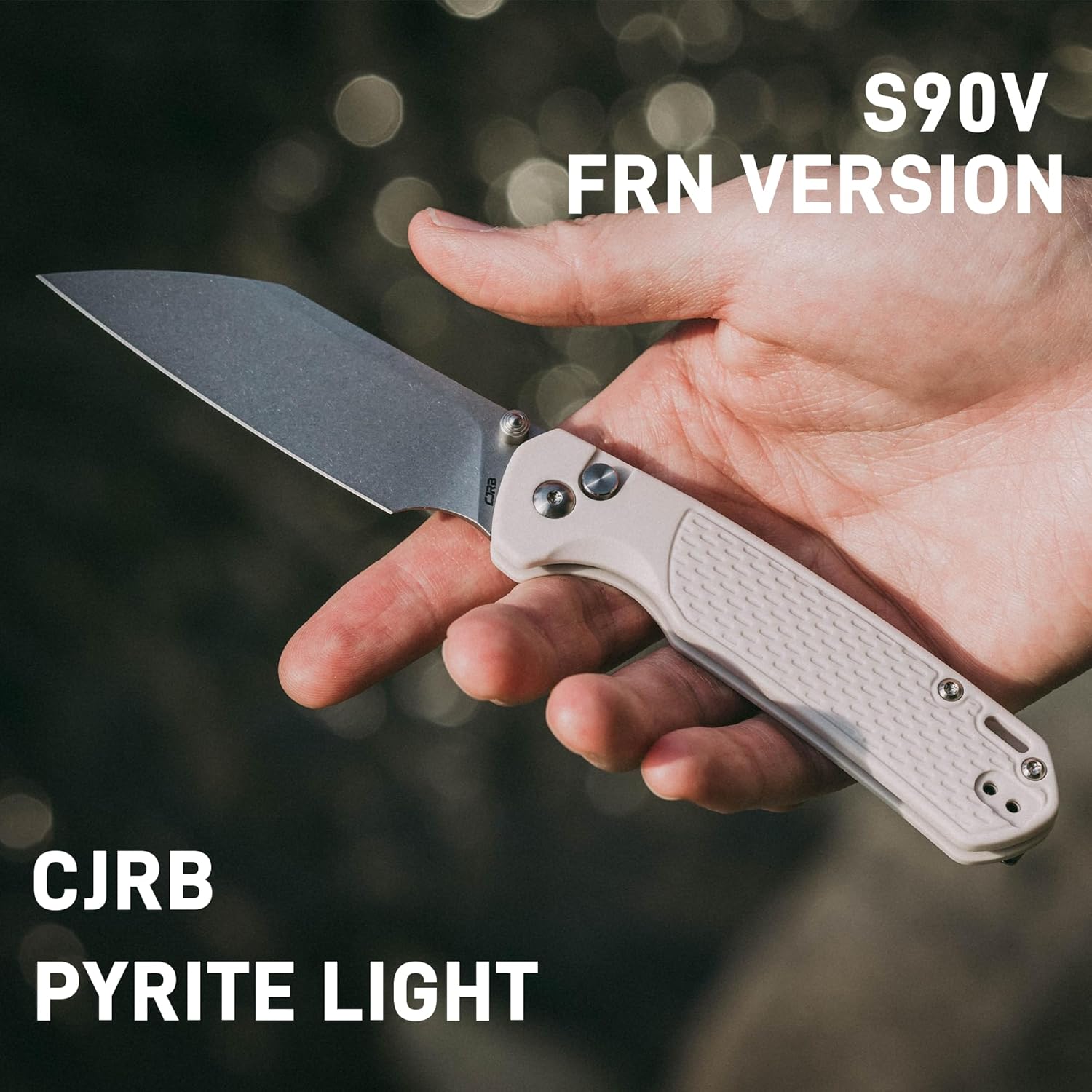CJRB Pyrite Light J1945 folding knife with grey FRN handle