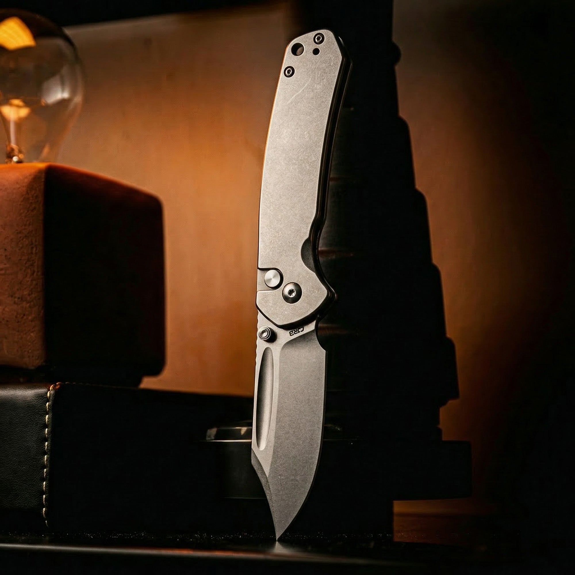 CJRB Bowie Pyrite J1942-ST folding knife with steel handle