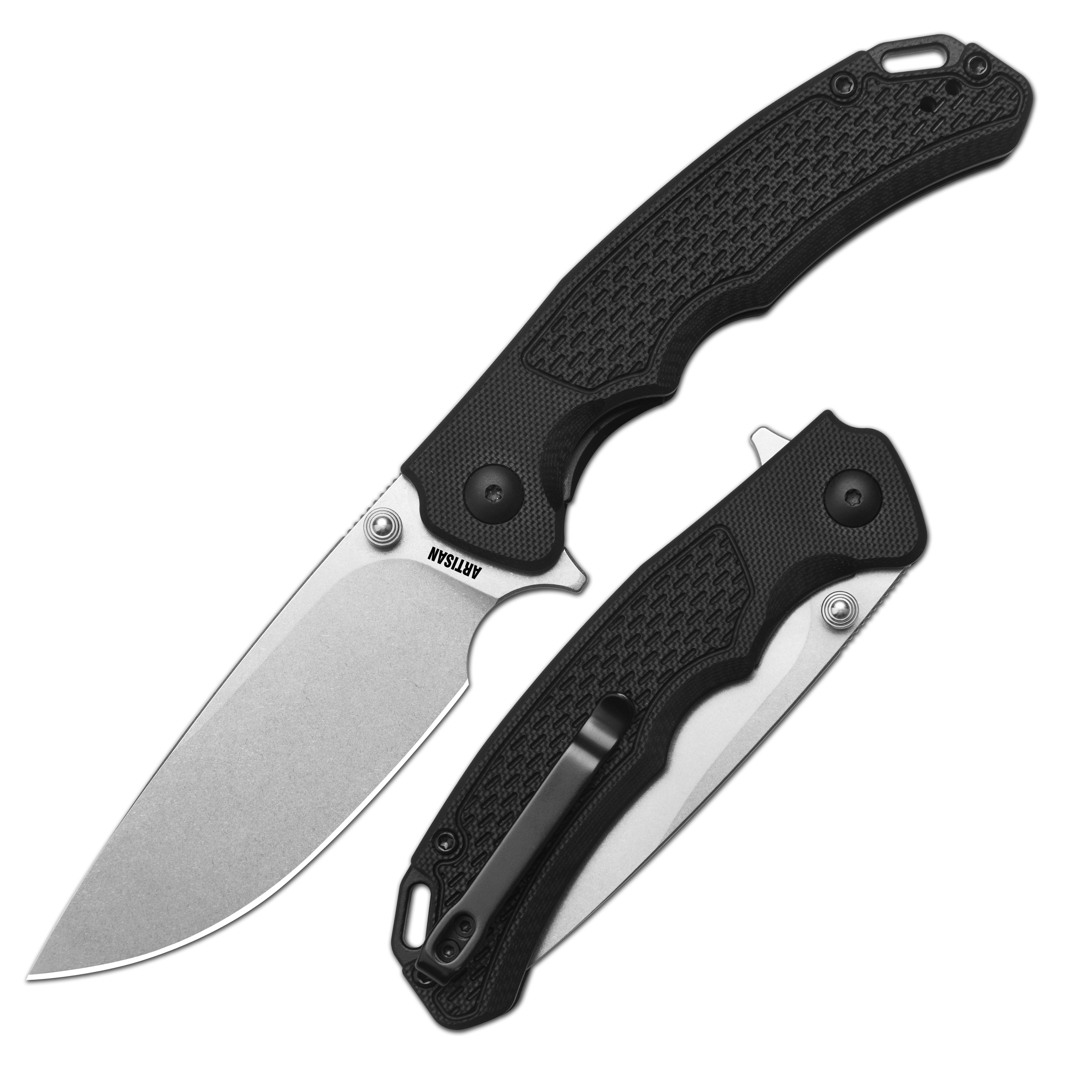 Artisan Cutlery Tradition V2 1702M folding knife with black G10 handle