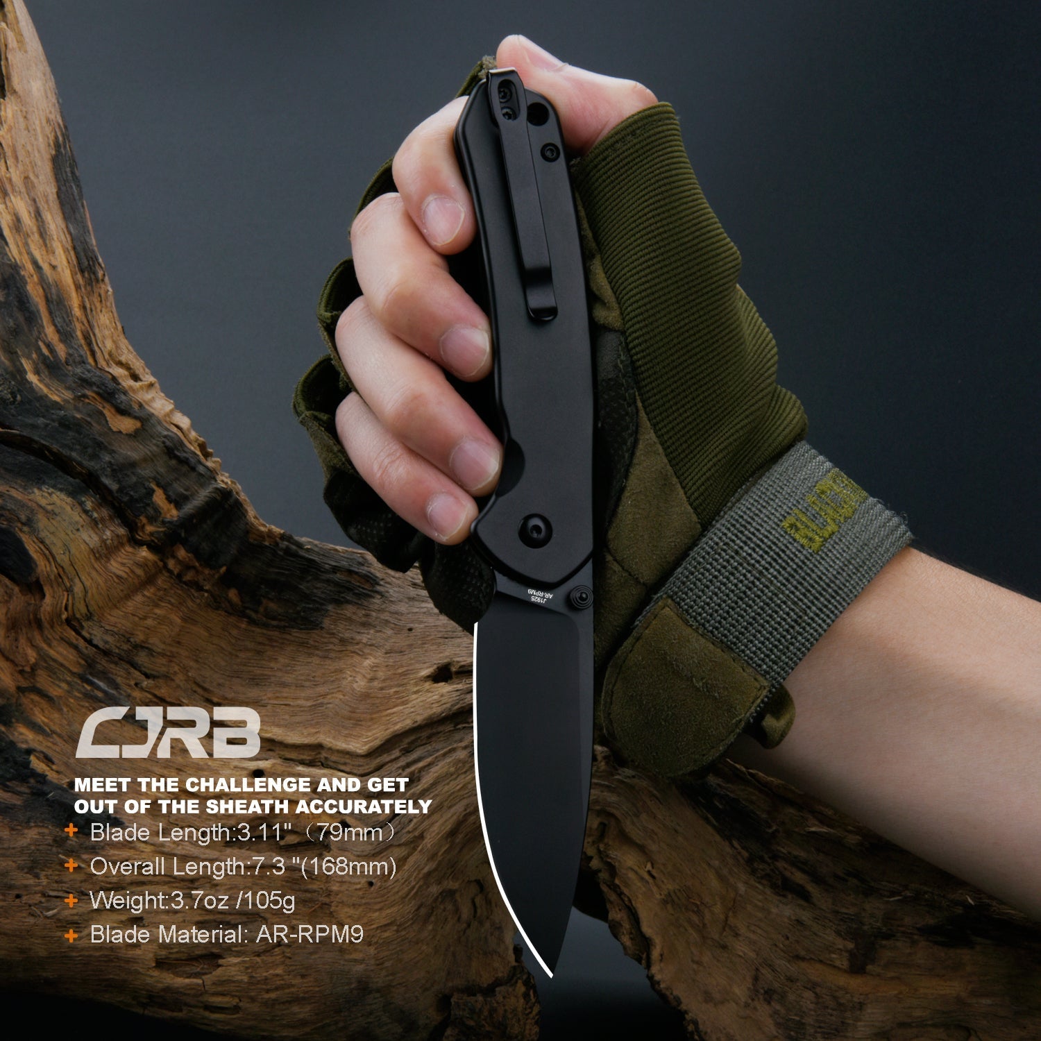 CJRB Pyrite J1925-BST folding knife side view