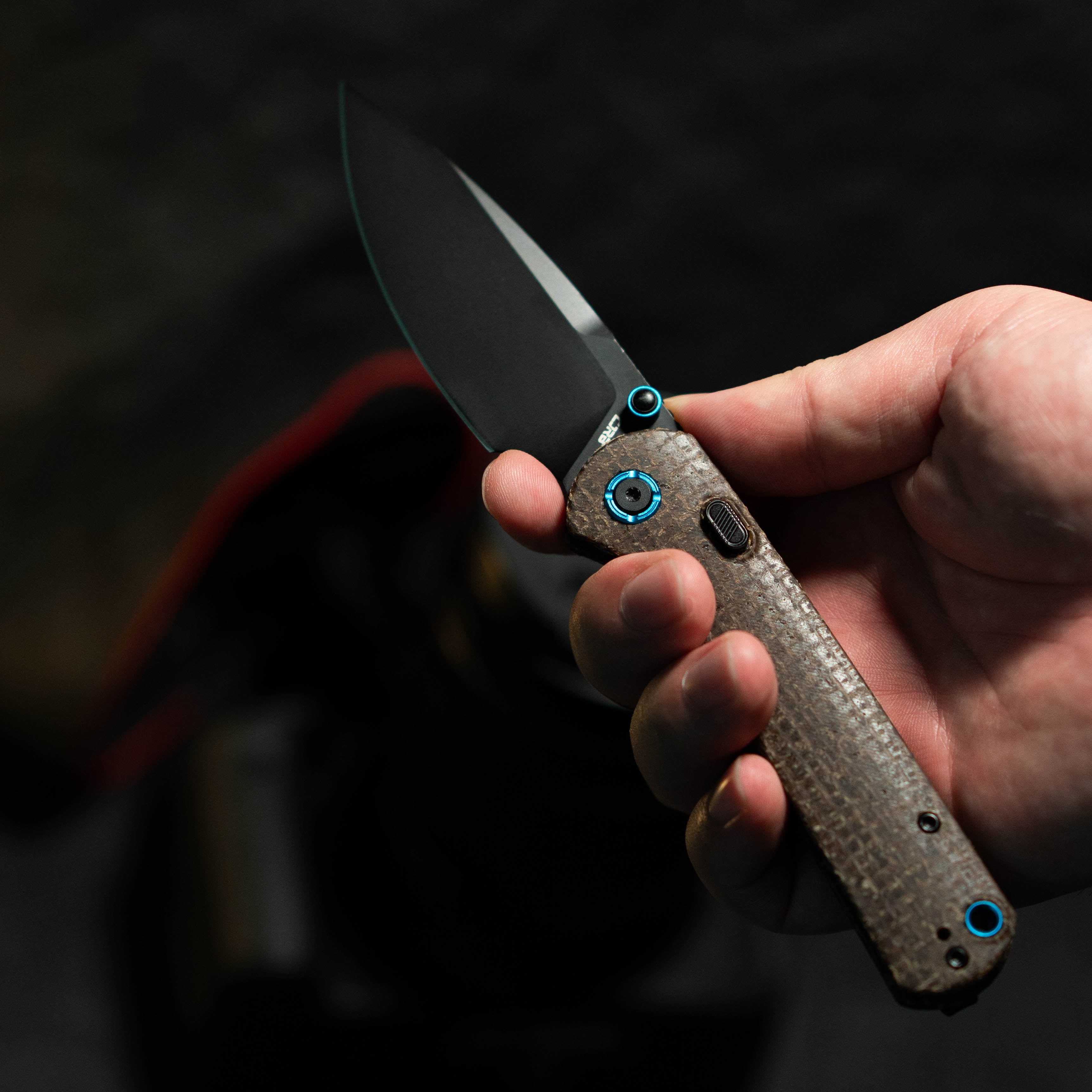CJRB Latitude Thumb Stud & Top Liner Lock EDC Knife Micarta(Glow In the Dark) Handle(3.47'' AR-RPM9 Steel Black PVD Blade) J1975-GDBN (Exclusive)