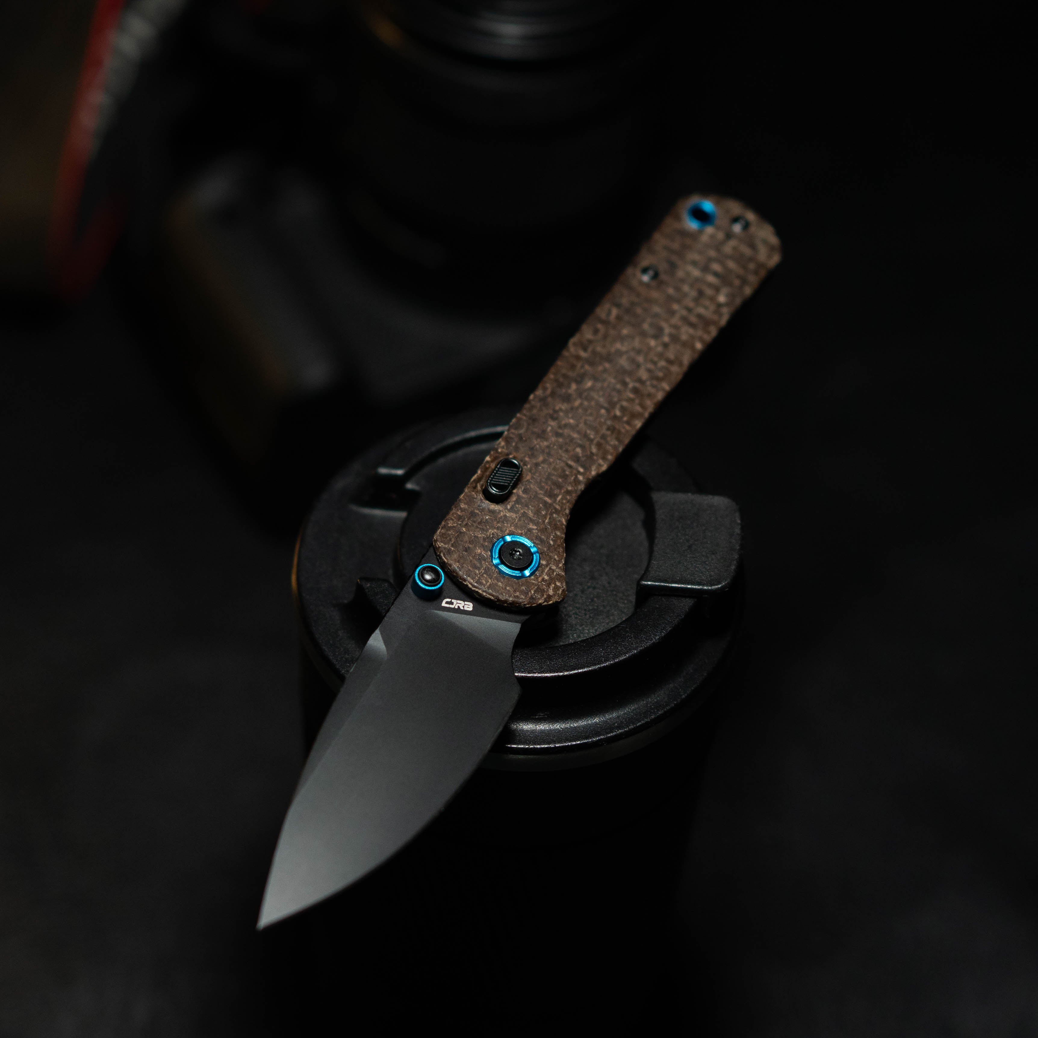 CJRB Latitude Thumb Stud & Top Liner Lock EDC Knife Micarta(Glow In the Dark) Handle(3.47'' AR-RPM9 Steel Black PVD Blade) J1975-GDBN (Exclusive)