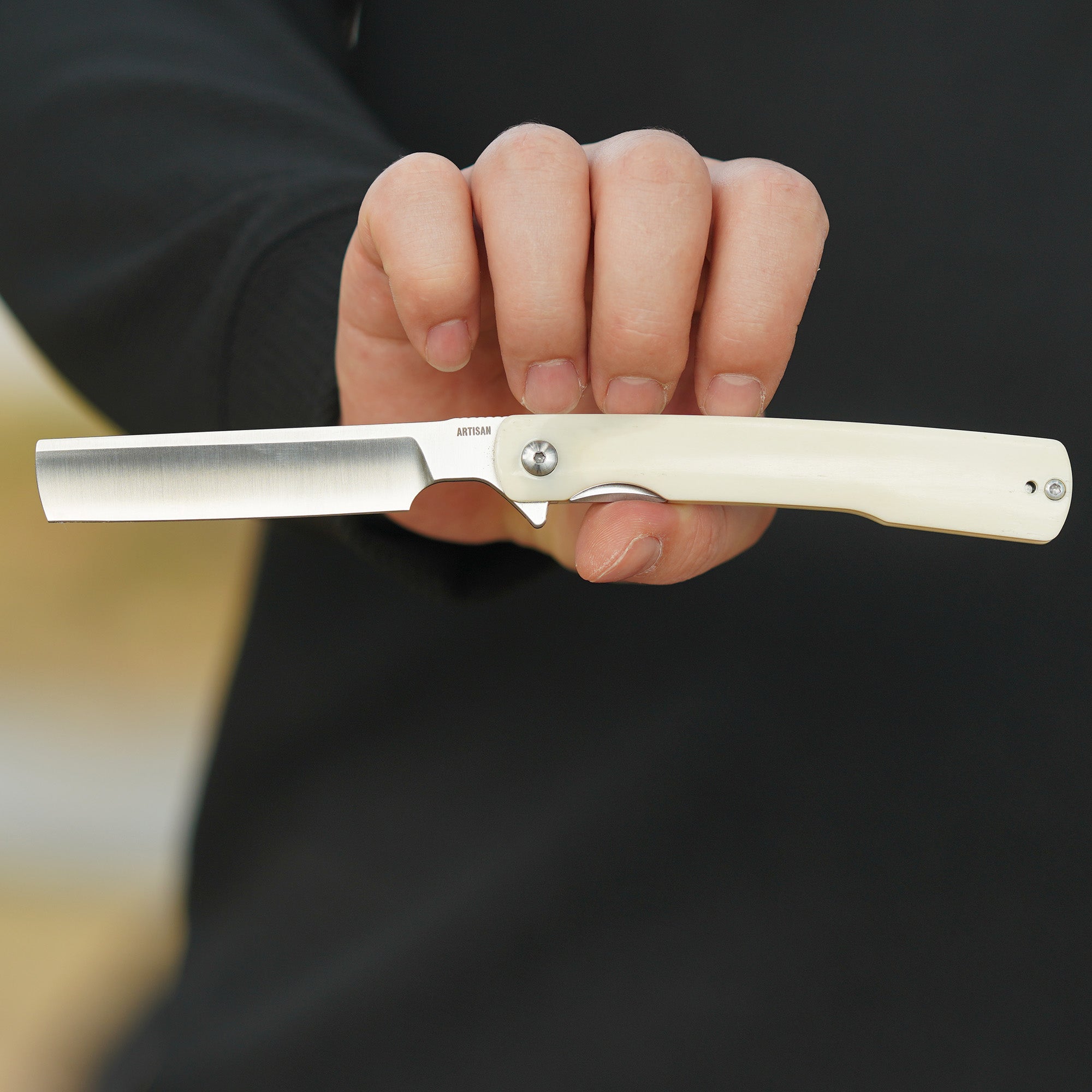 Artisan Cutlery Orthodox V2 1883G-BB bovine bone handle folding knife
