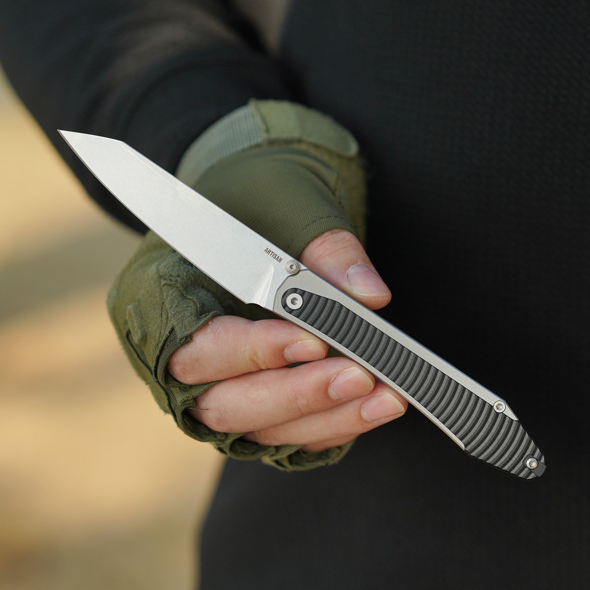 Artisan Cutlery Trust 1886G-GY titanium and aluminum handle folding knife