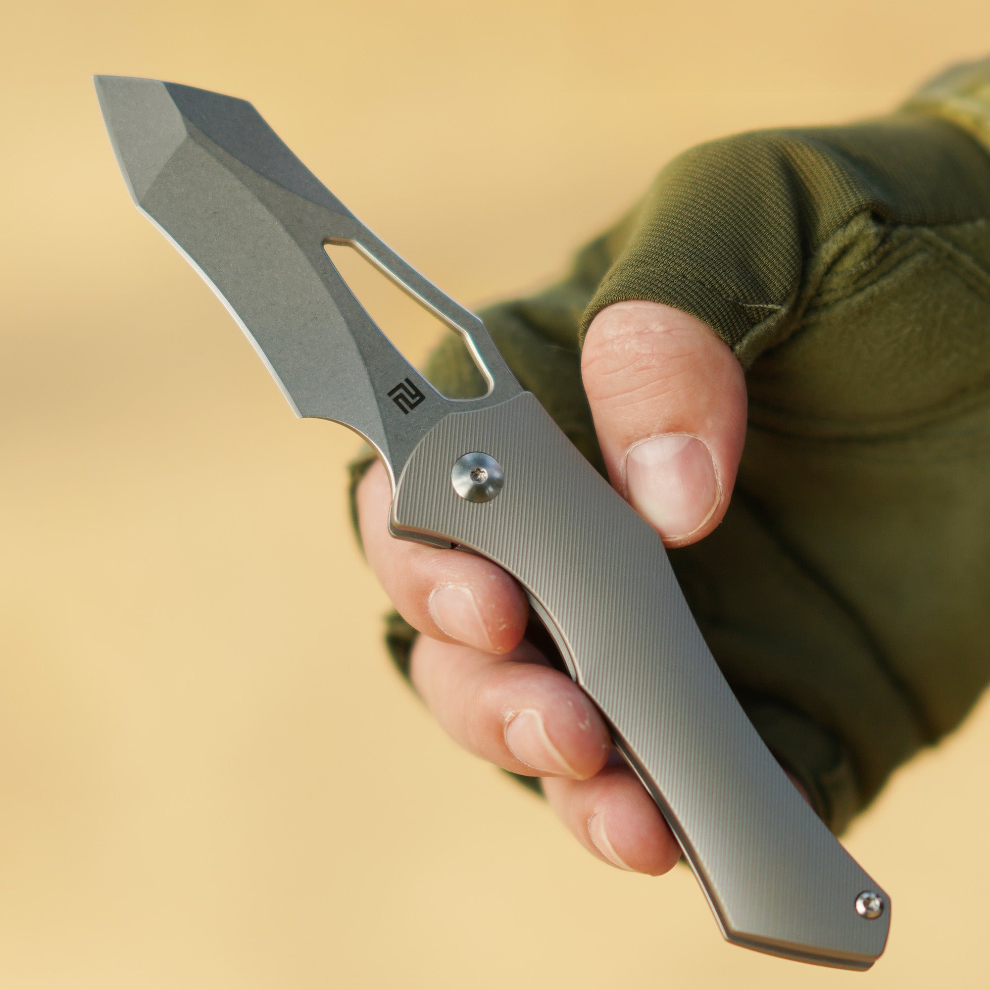 Artisan Cutlery Baskin 1853G titanium handle folding knife