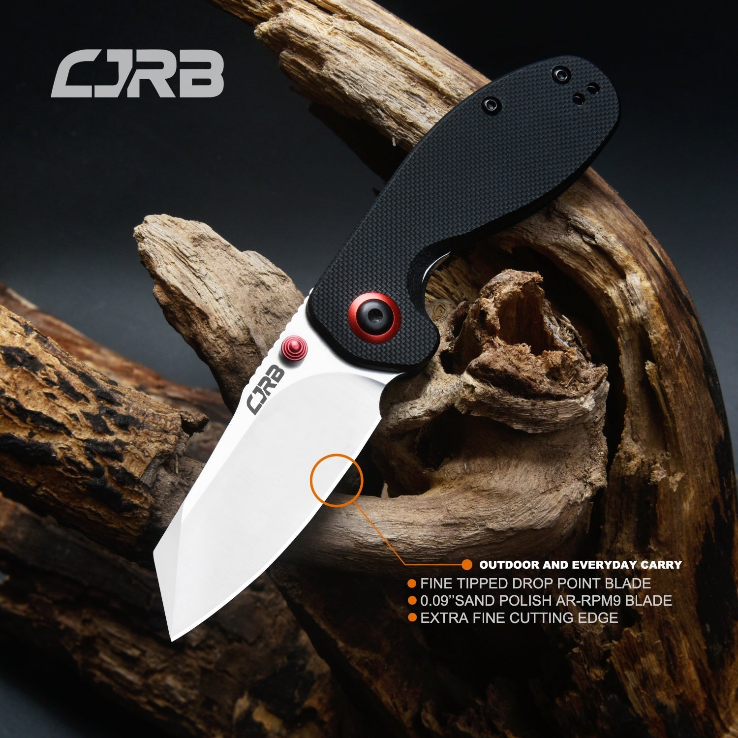 CJRB Maileah J1918-BKF folding knife with black G10 handle