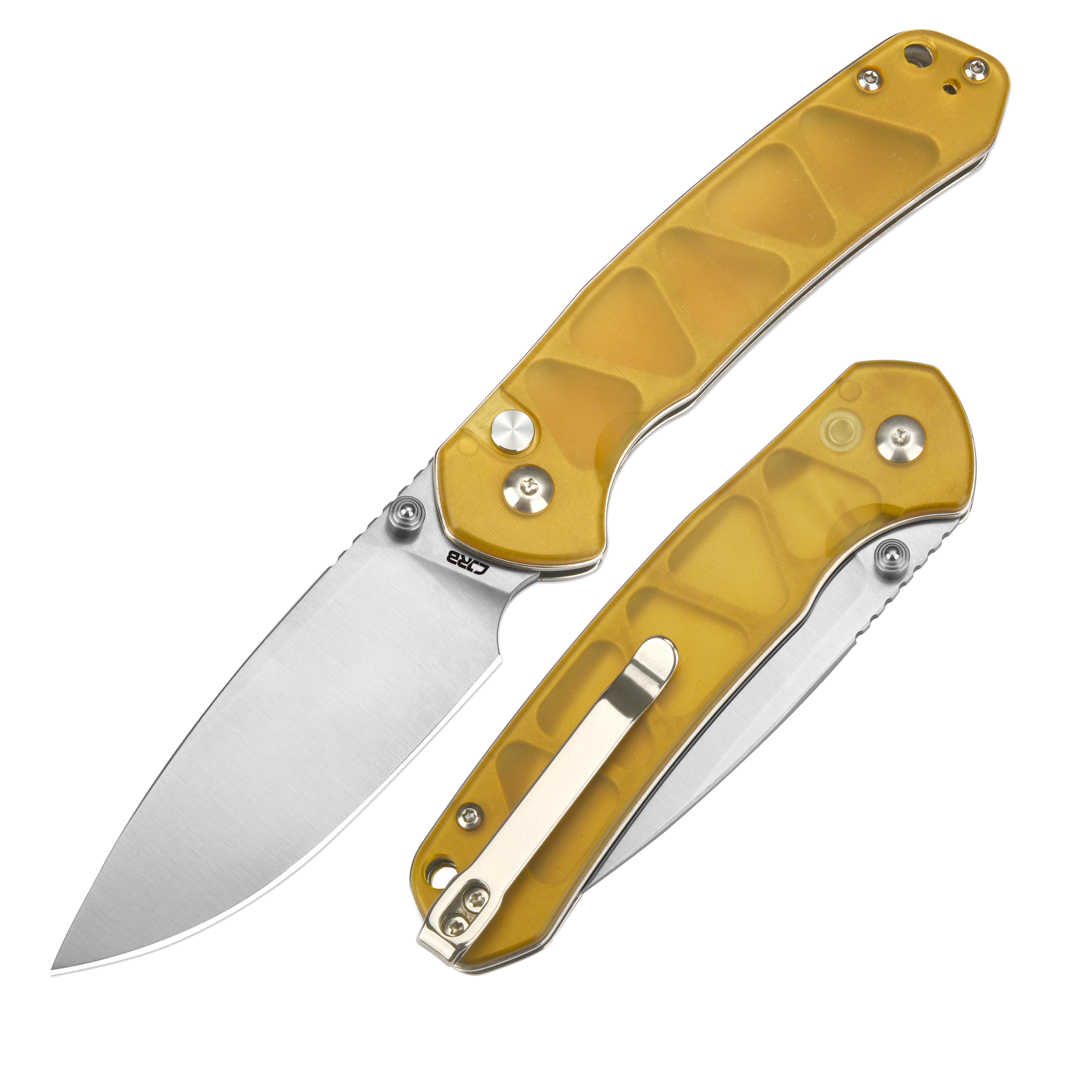 CJRB Pyrite J1925 folding knife with steel handle
