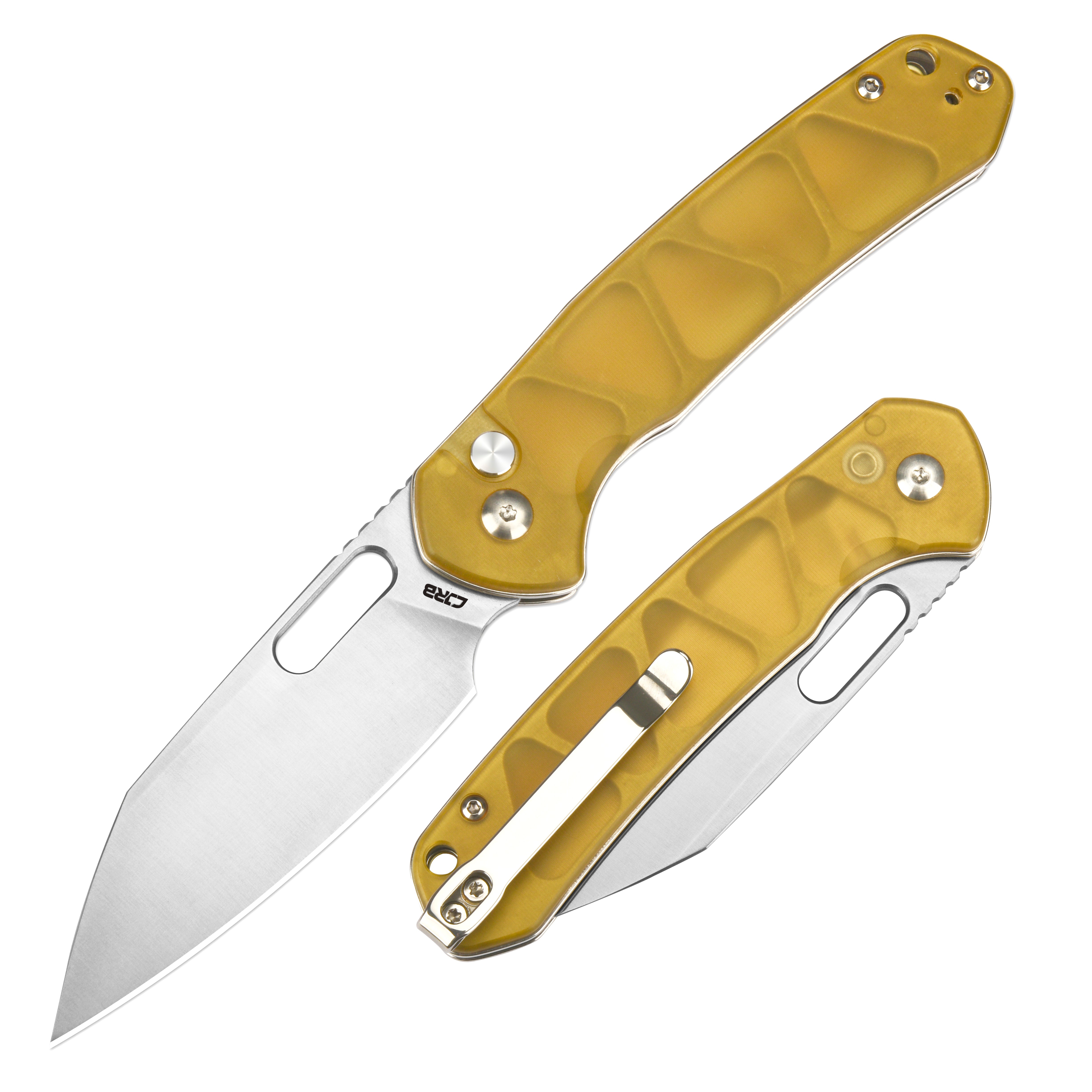 CJRB Pyrite Alt Wharncliffe J1925A folding knife with steel handle