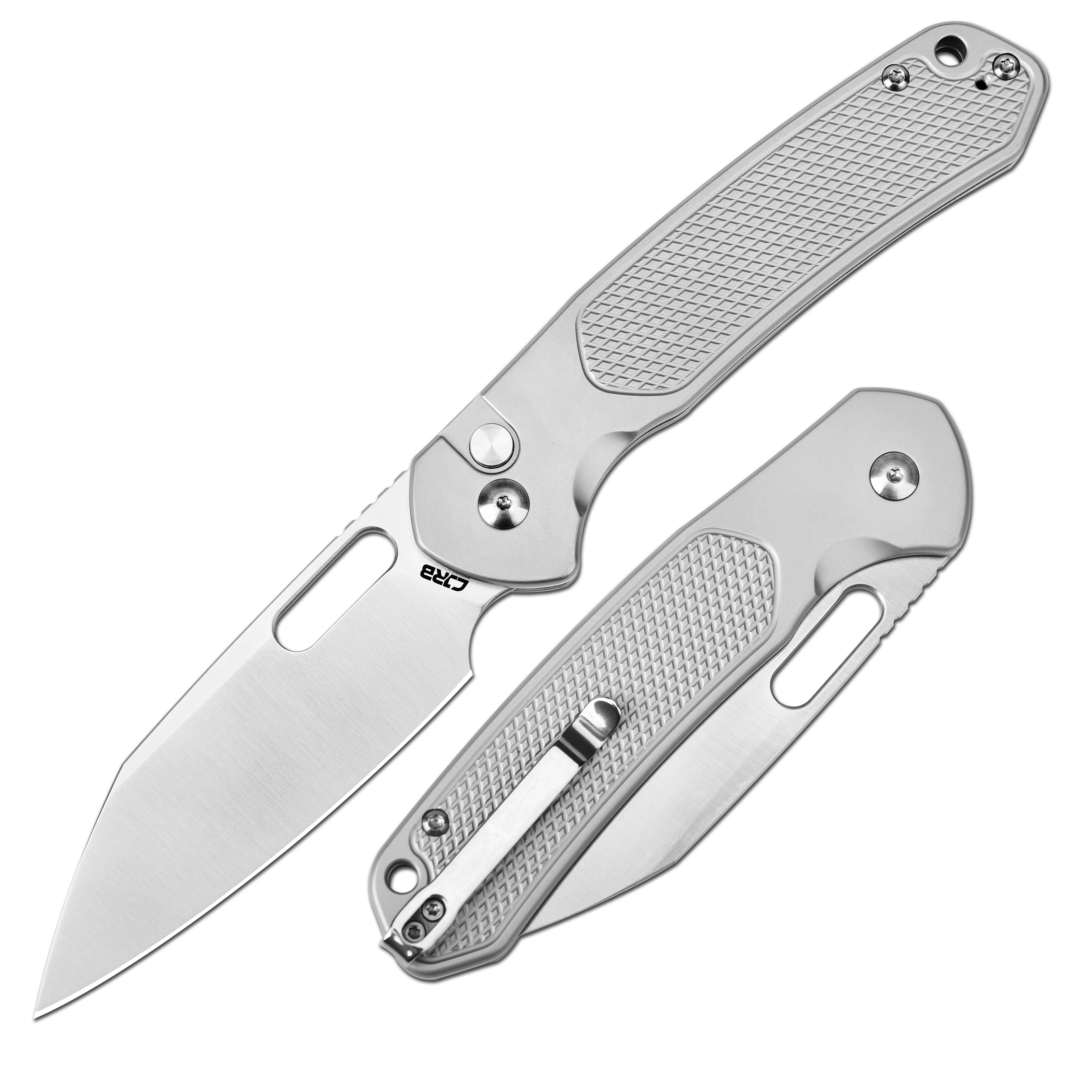 CJRB Large Pyrite Alt folding knife with steel handle