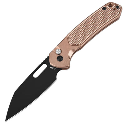 CJRB Pyrite Alt Wharncliffe J1925A folding knife with CPM-20CV black PVD blade