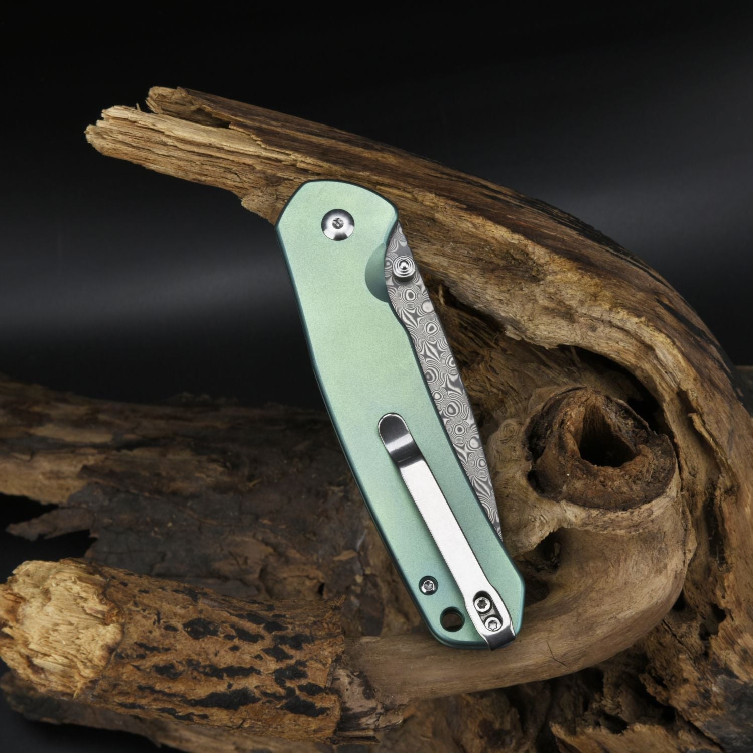 CJRB Pyrite J1925T-GN folding knife side view