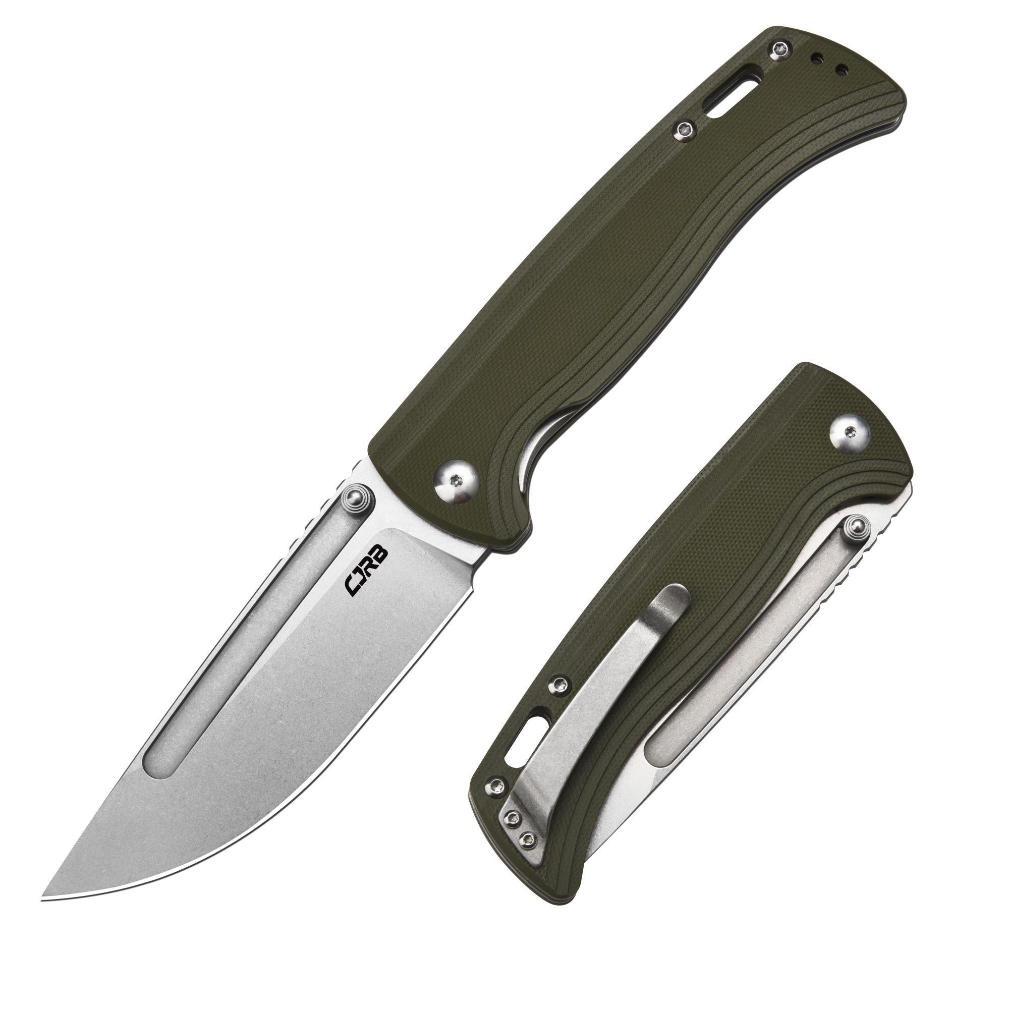 CJRB Resource J1932-GN folding knife with green G10 handle