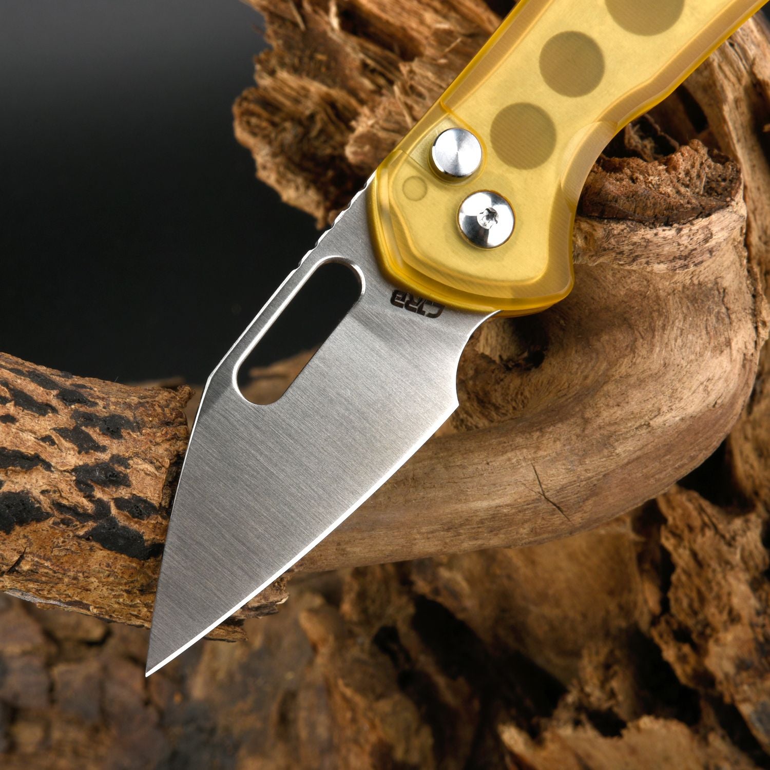 CJRB Mini Pyrite J1933 folding knife with steel handle