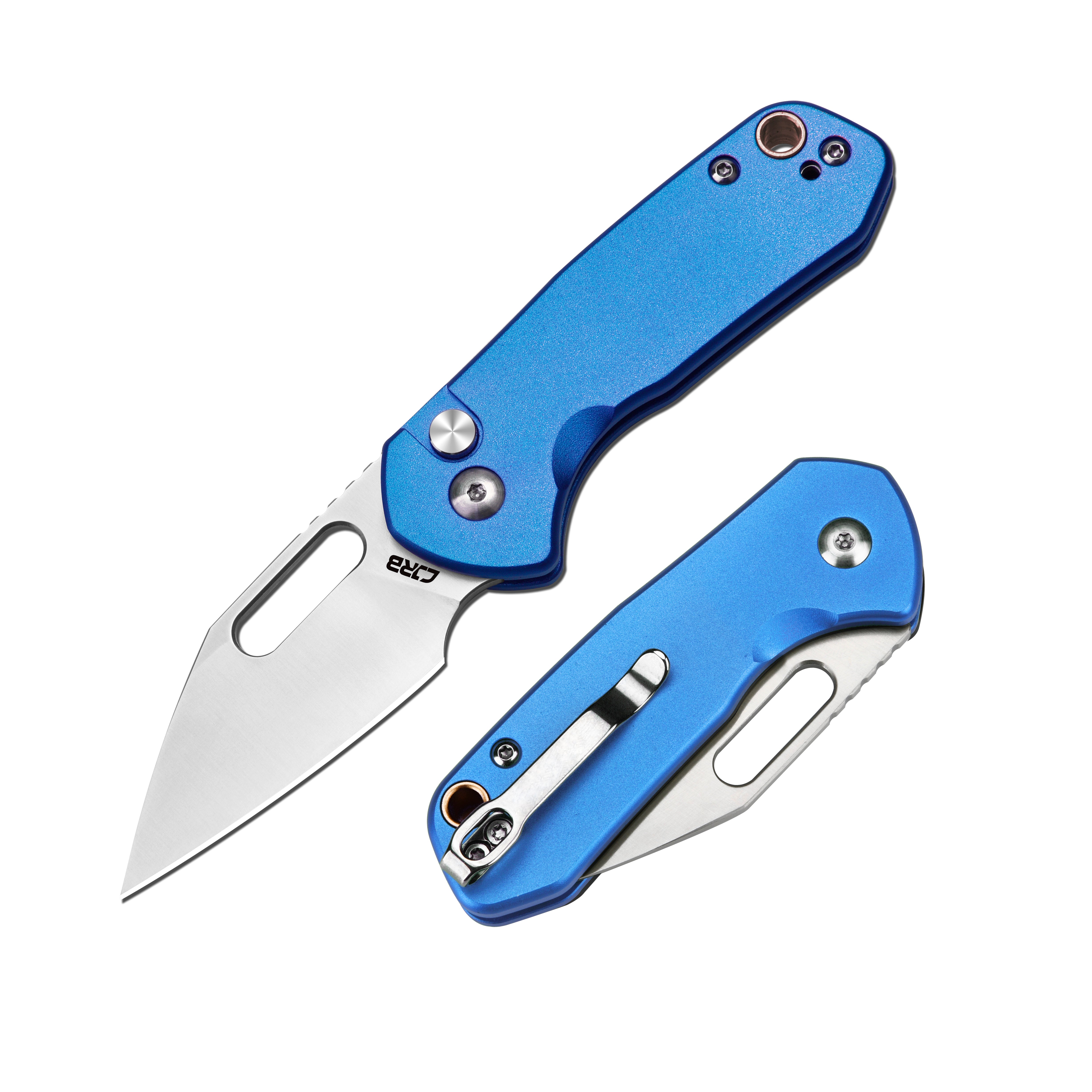CJRB Mini Pyrite J1933-BU folding knife with blue steel handle