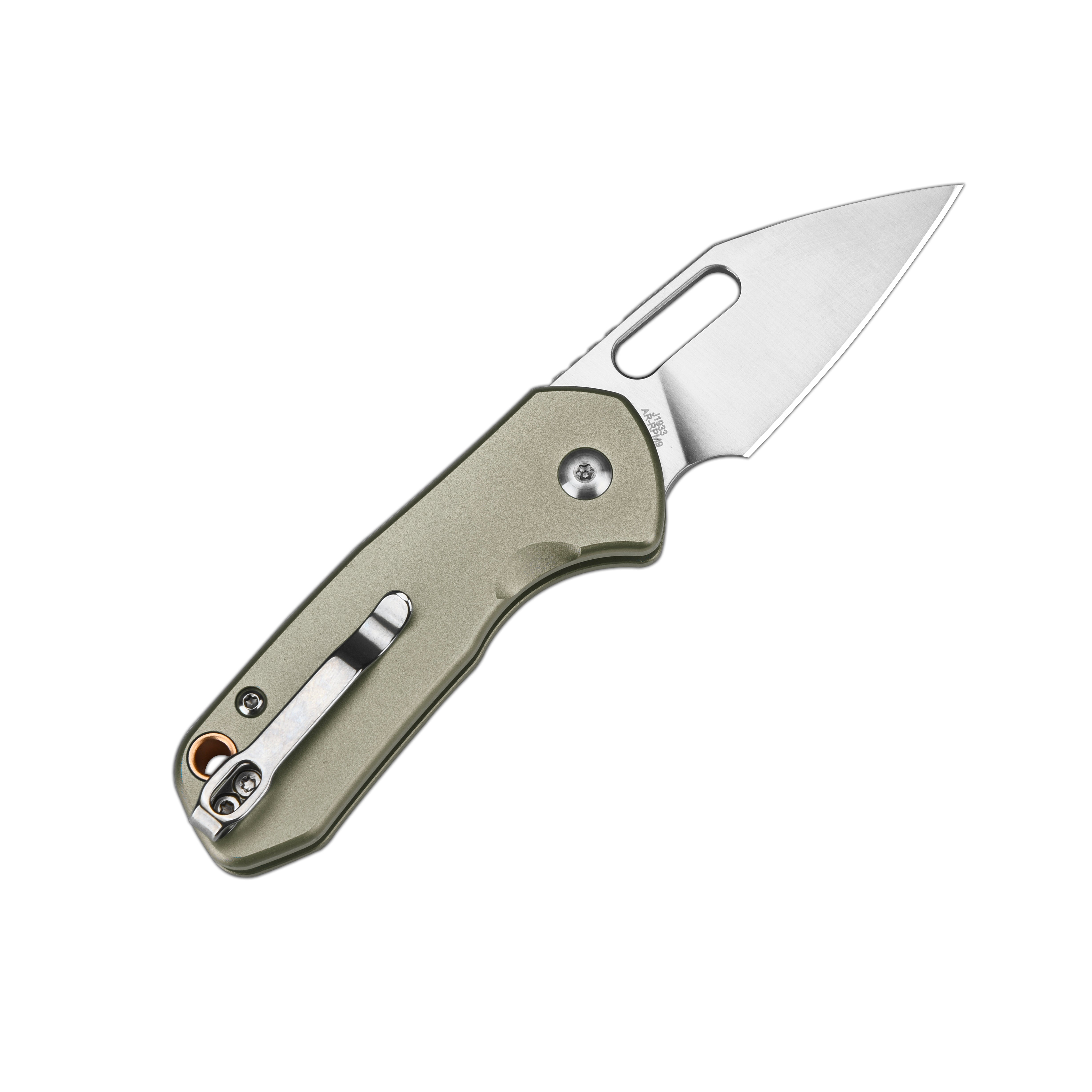CJRB Mini Pyrite J1933-GN folding knife side view