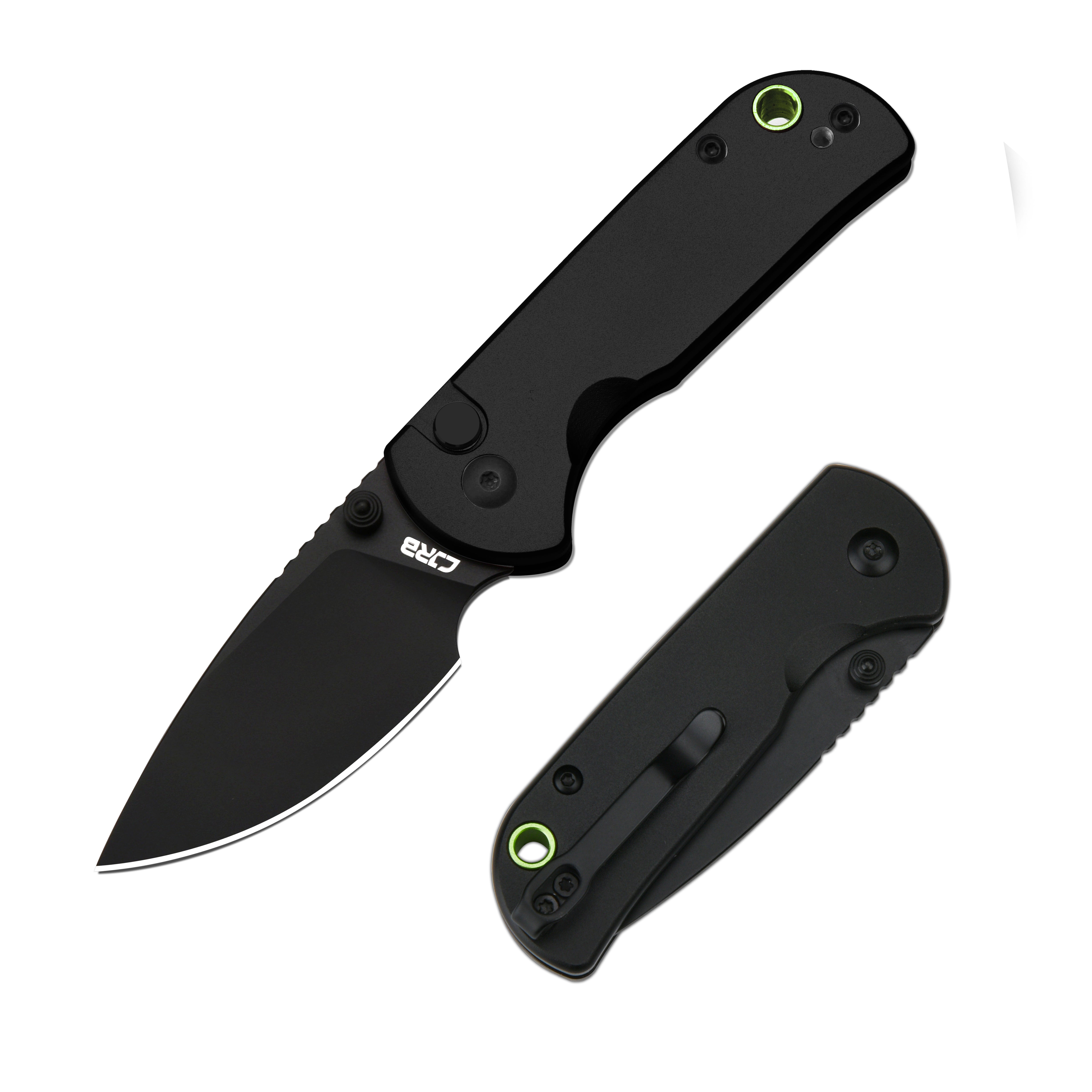 CJRB Mica J1934-BBK folding knife with black steel handle