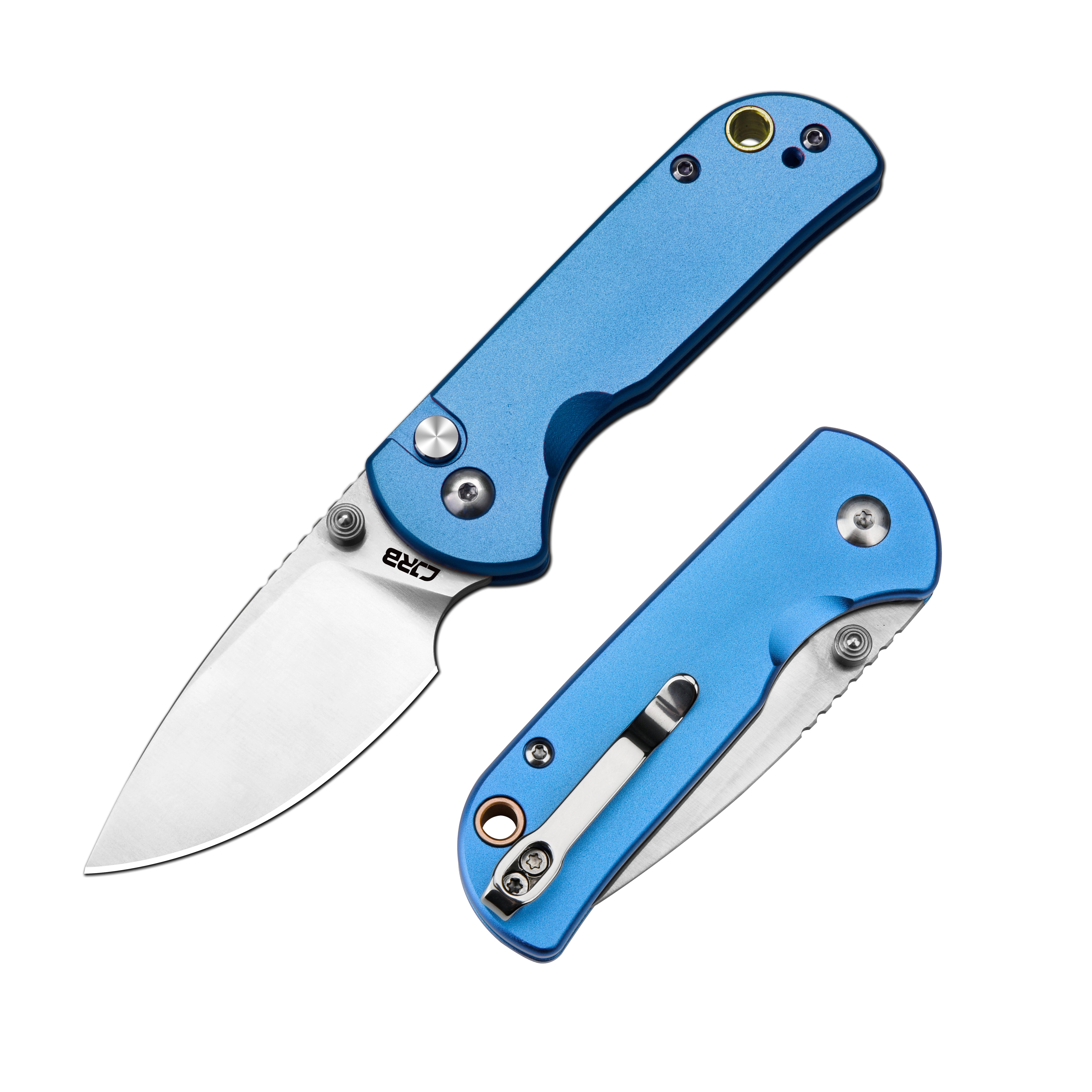 CJRB Mica J1934-BU folding knife with blue steel handle