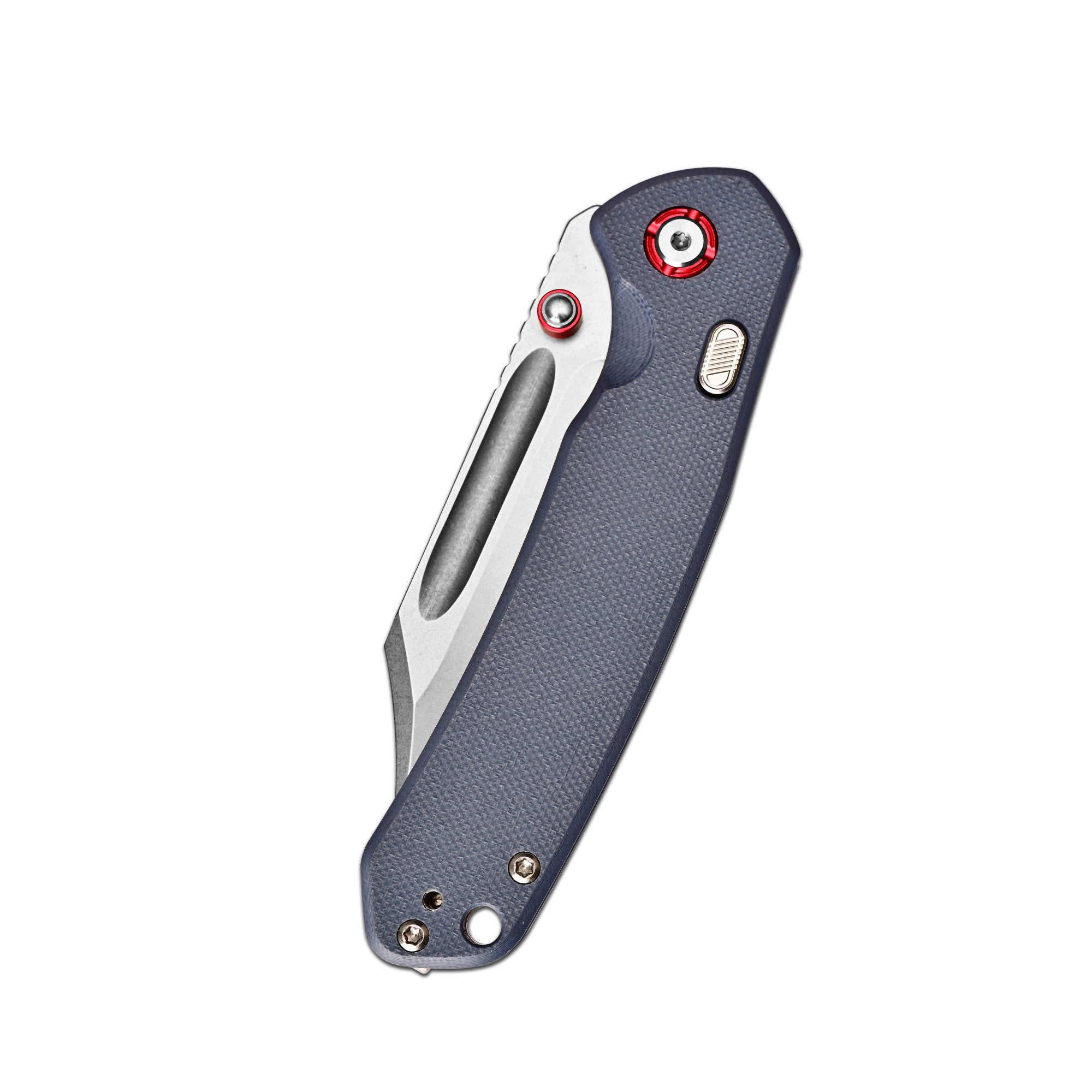 CJRB Bowie Pyrite Thumb Stud & Top Liner Lock Folding Knife Gray G10 Handle (3.35'' AR-RPM9 Steel Stone Wash Blade) J1942X-BU