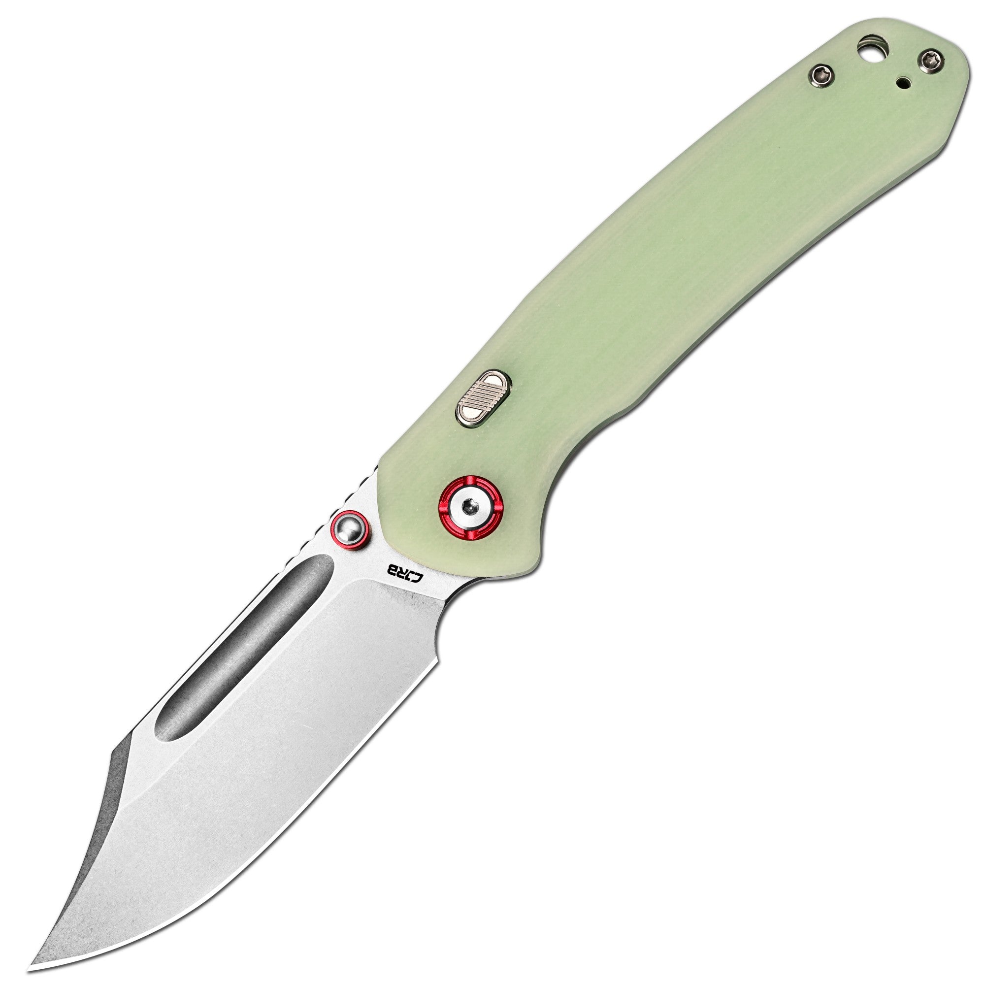 CJRB Bowie Pyrite Thumb Stud & Top Liner Lock Folding Knife G10(Glow In the Dark) Handle (3.35'' AR-RPM9 Steel Stone Wash Blade) J1942X-GD