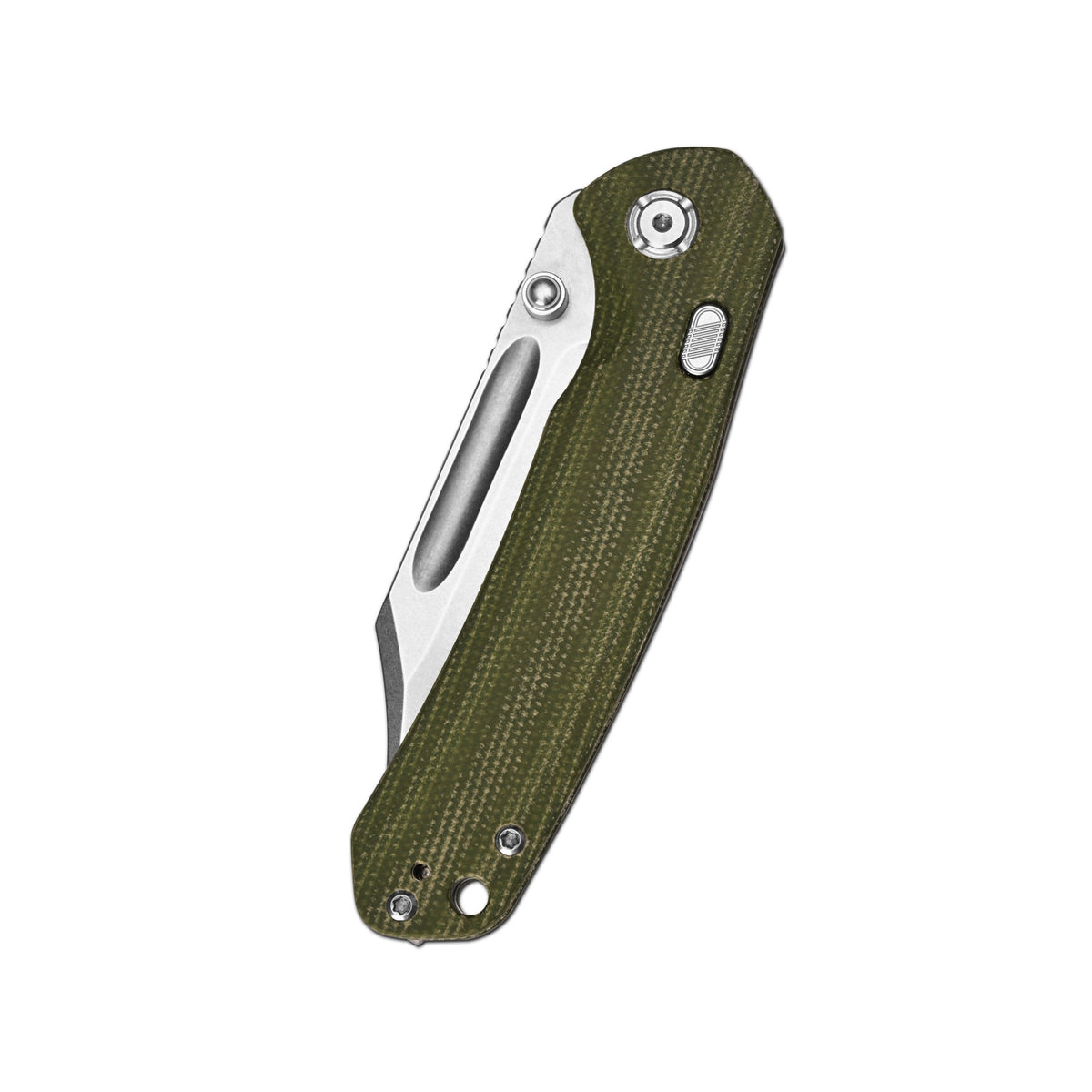 CJRB Bowie Pyrite Thumb Stud & Top Liner Lock Folding Knife Natural Micarta Handle (3.35'' Stone Wash 14C28N Steel Blade) J1942X-NM