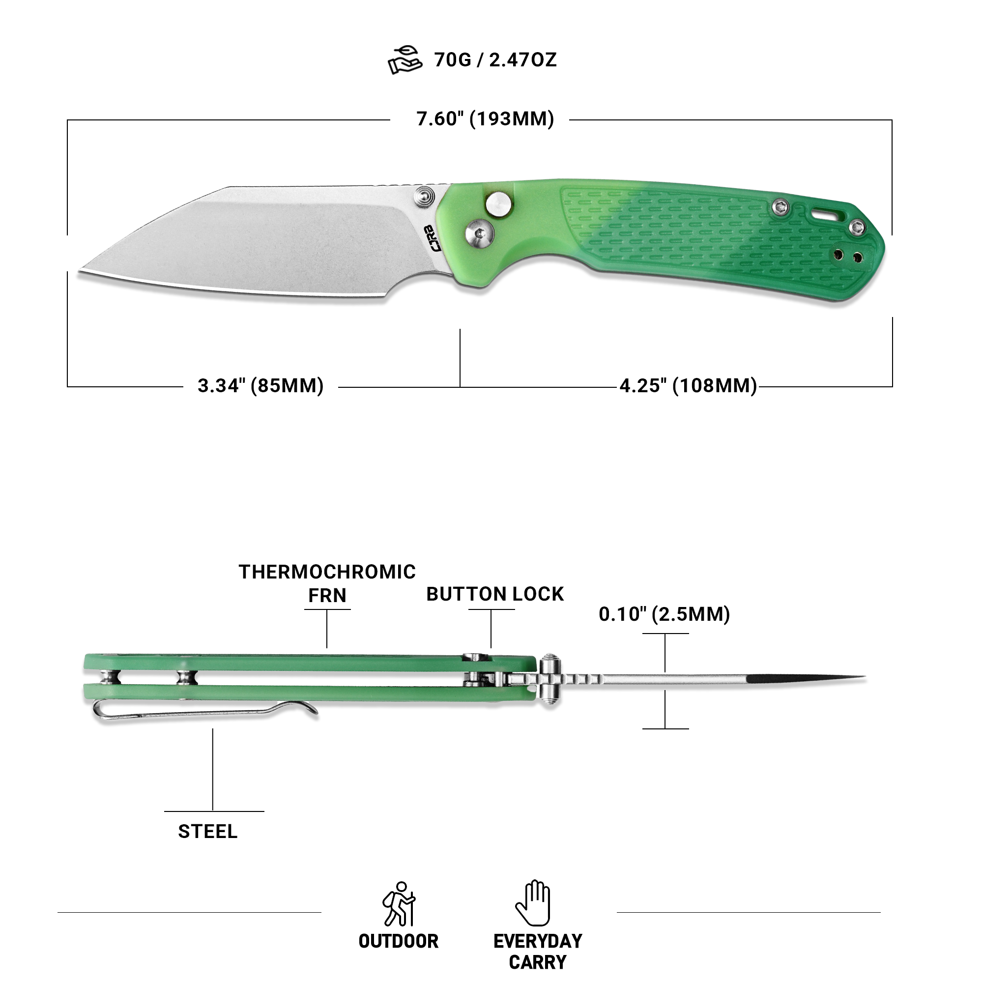 CJRB Pyrite Light J1945-DLG folding knife product image