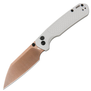 CJRB Pyrite Light J1945 folding knife with AR-RPM9 rose gold blade