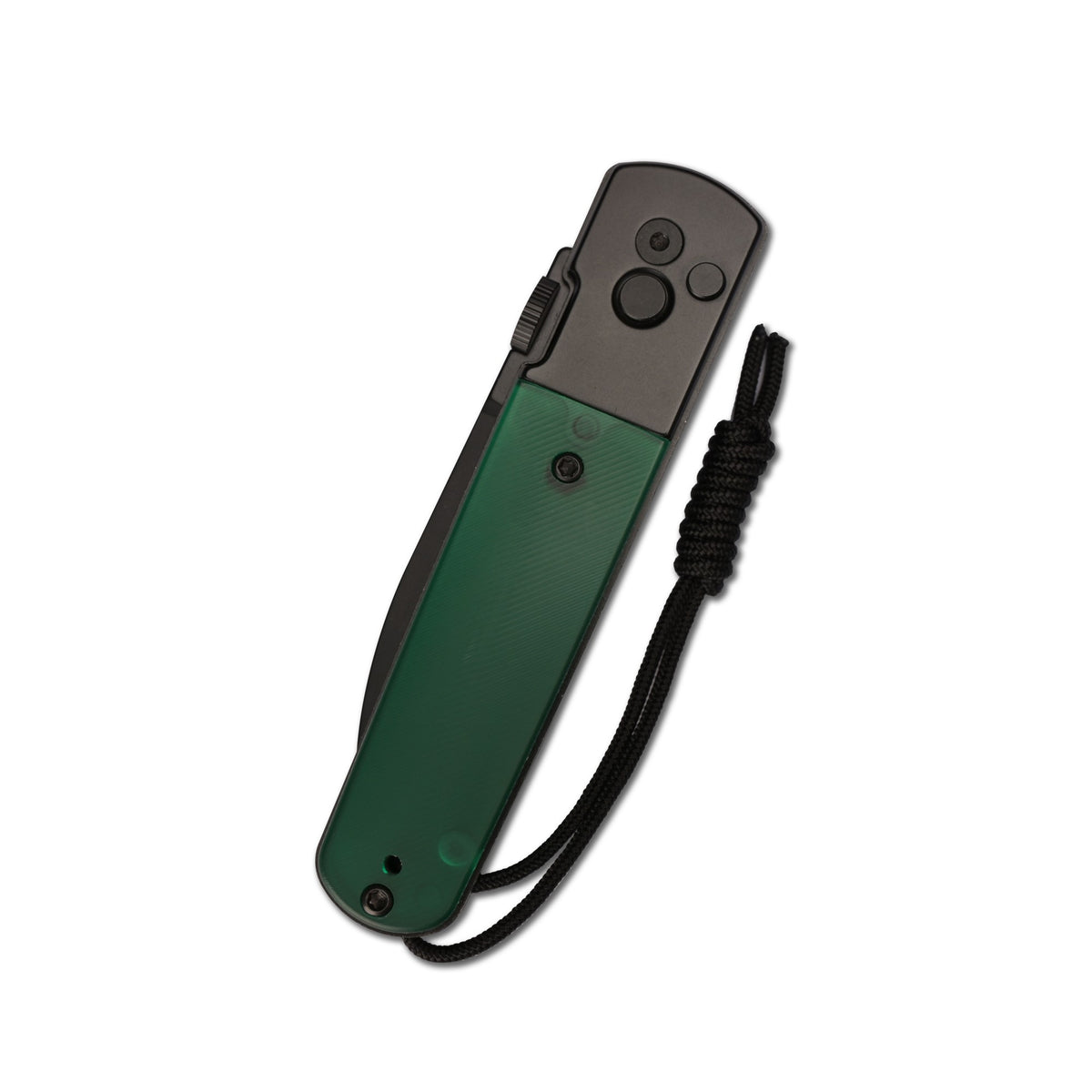 CJRB Locust Button Lock with Safety Switch Folding Knife Green PC Inlay & Black PVD Steel Handle (3.15'' AR-RPM9 Steel Black PVD Coating Blade) J1951-BGPC (Exclusive)