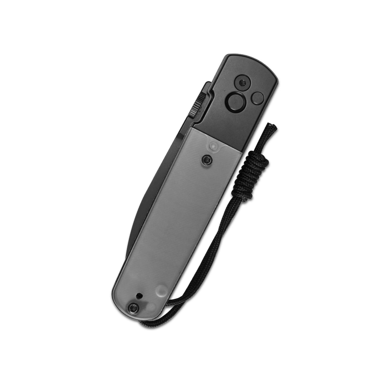 CJRB Locust Button Lock with Safety Switch Folding Knife Clear PC Inlay & Black PVD Steel Handle (3.15'' AR-RPM9 Steel Black PVD Coating Blade) J1951-BWPC (Exclusive)