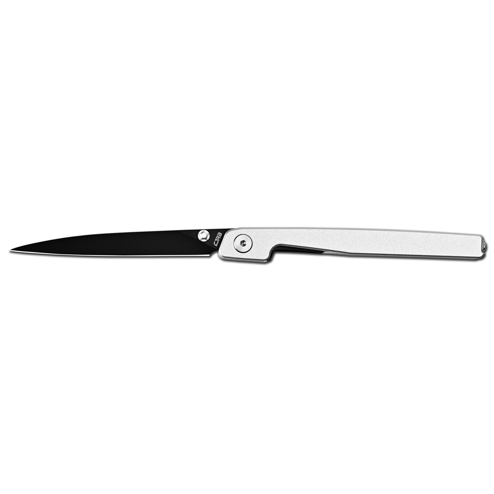CJRB Lanky Thumb Stud & Liner Lock Knife Sliver Aluminum Handle (3.58'' Sandvik 14C28N Black PVD Coating Blade) J1965-SLV