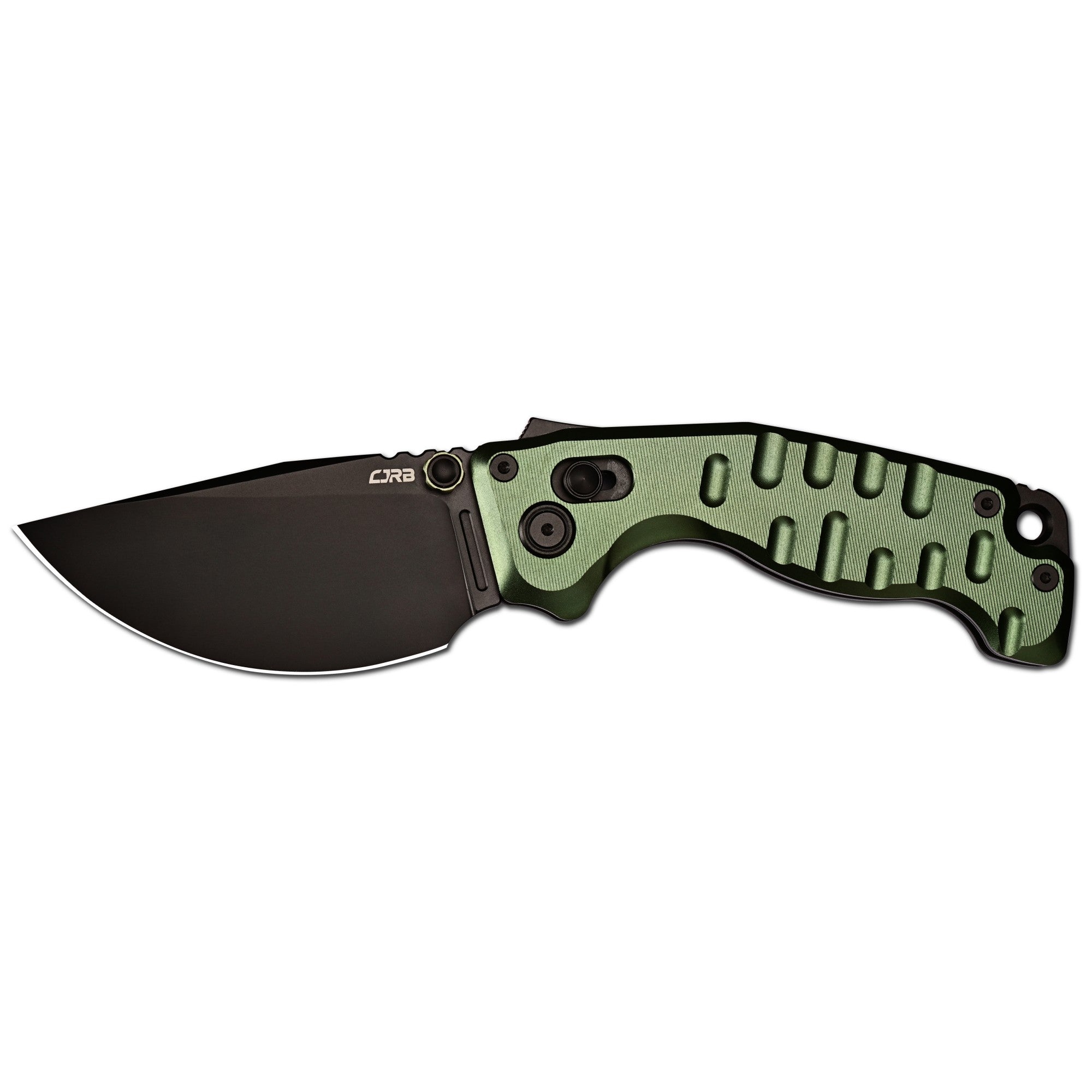 CJRB Doubletap Thumb Stud & Recoil Lock V2 Tatical Knife Green 7075-T6 Aluminum Handle(3.86'' D2 Black PVD Coating Blade) J1970-BAL (Exclusive)