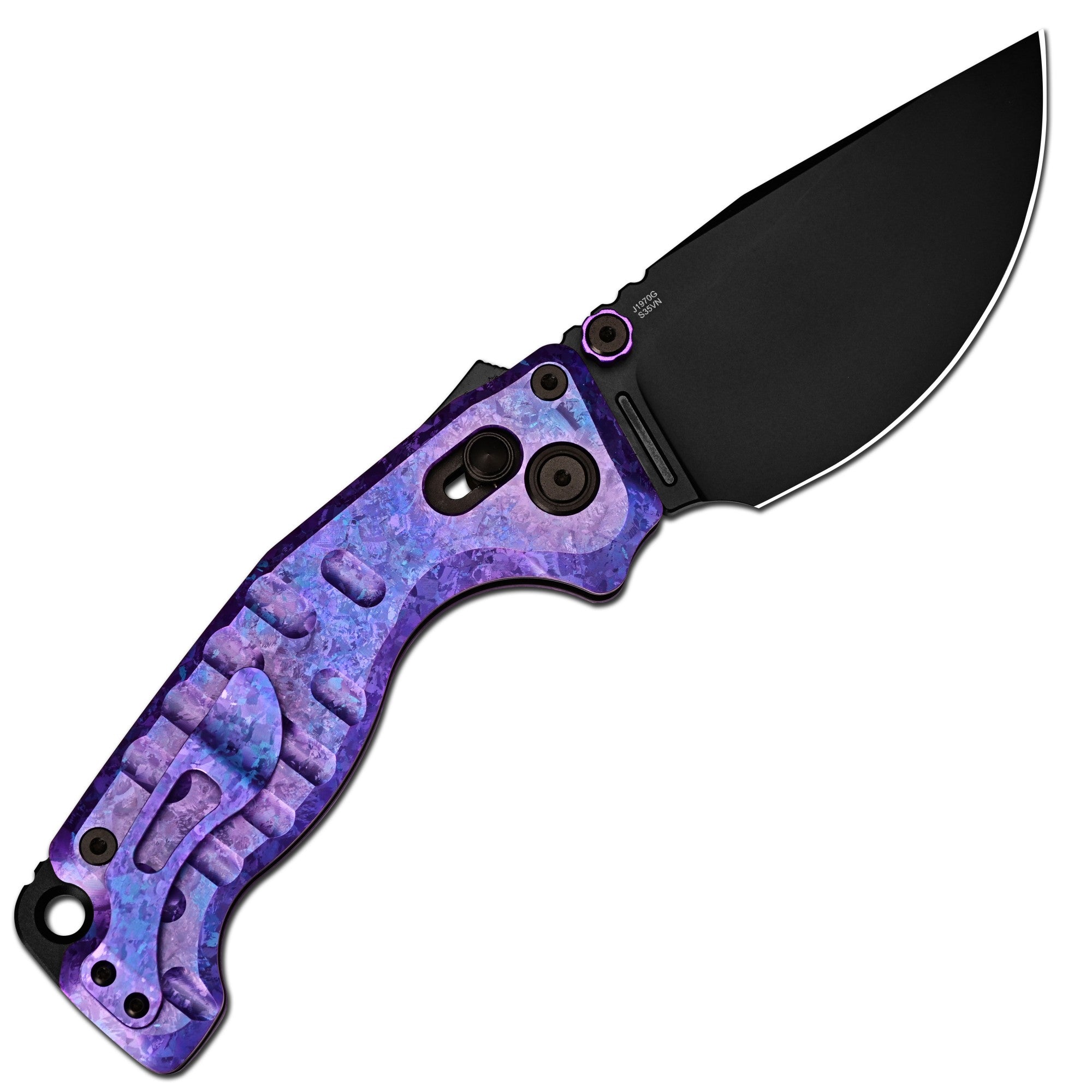 CJRB Doubletap Thumb Stud & Recoil Lock V2 Tatical Knife Crystal Titanium Handle(3.86'' CPM S35VN Steel Black PVD Coating Blade) J1970-CPU