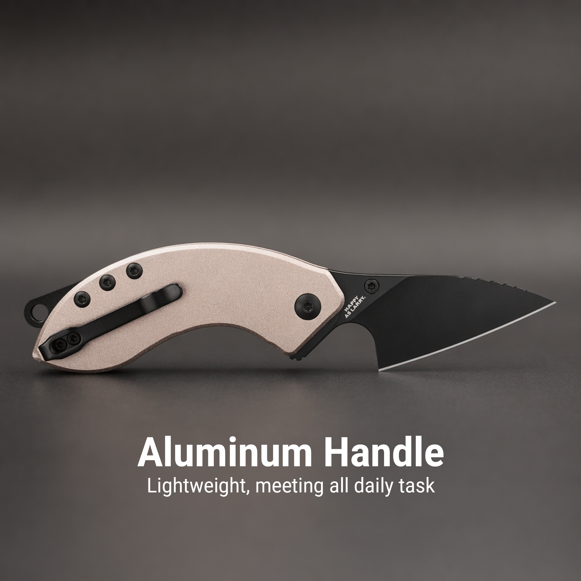 CJRB Spud Thumb Stud & Liner Lock Neck Knife Champagne Aluminum Handle(2.34'' AR-RPM9 Steel Black PVD Coating Blade) J1971-CP