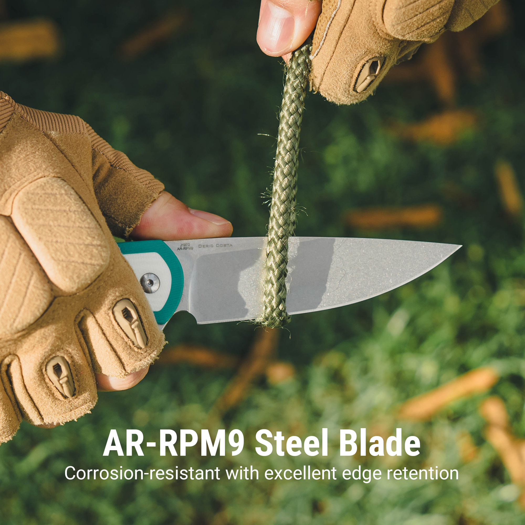 CJRB Rodayo Flipper & Liner Lock Folding Knife Green G10 Handle (3.78'' Stone Wash AR-RPM9 Steel Blade) J1972-GWH