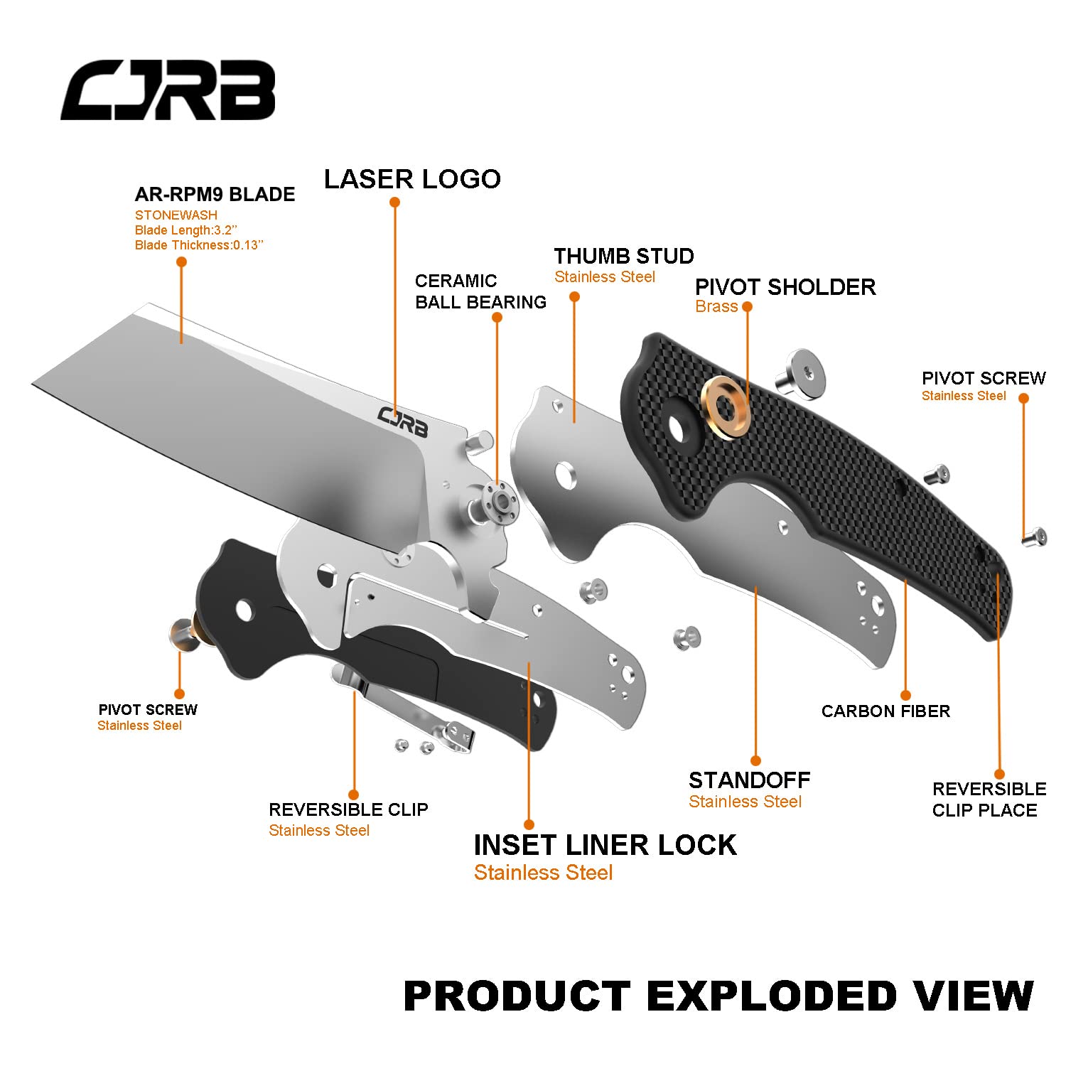 CJRB Crag J1904 carbon fiber handle folding knife