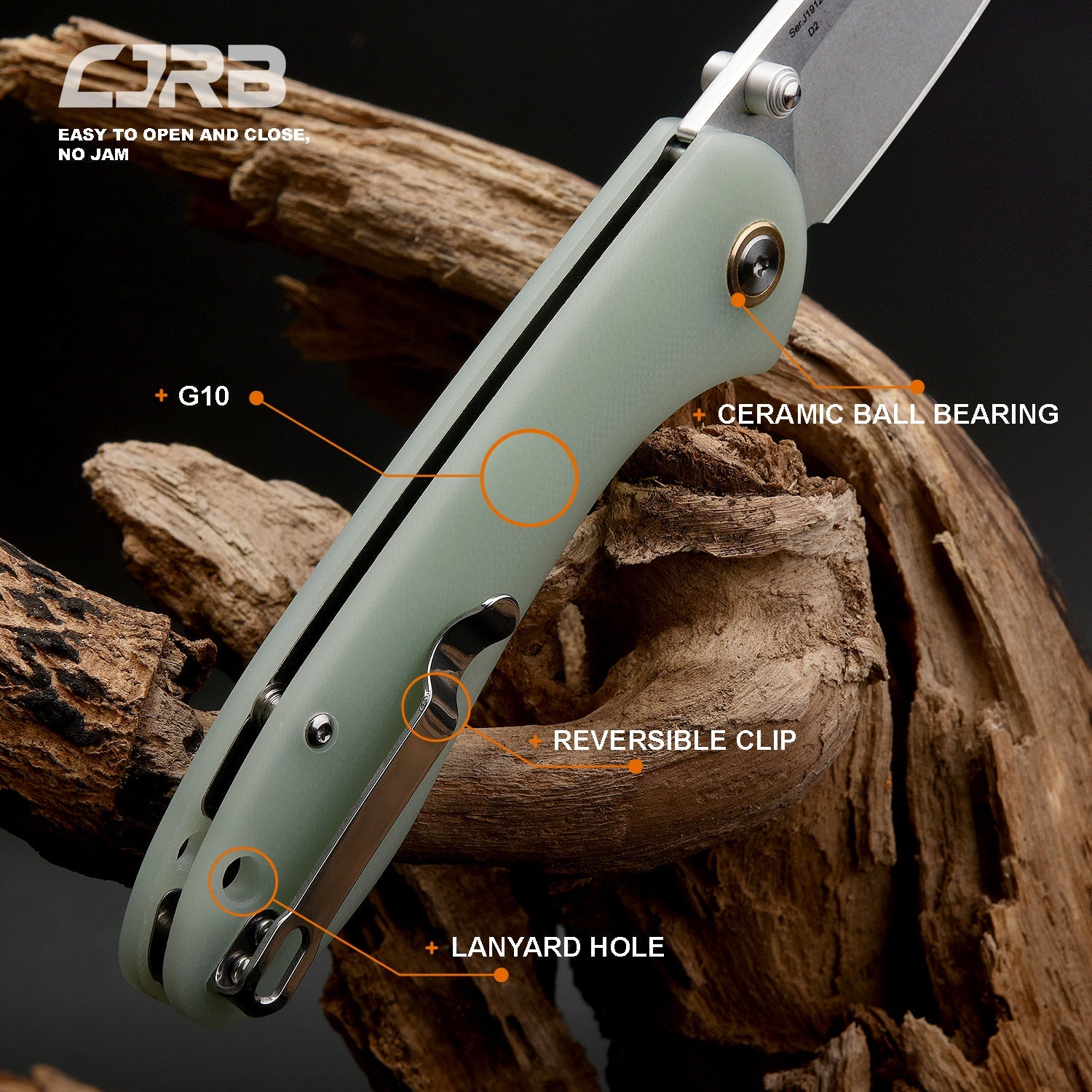CJRB Feldspar J1912-NTG handle close-up
