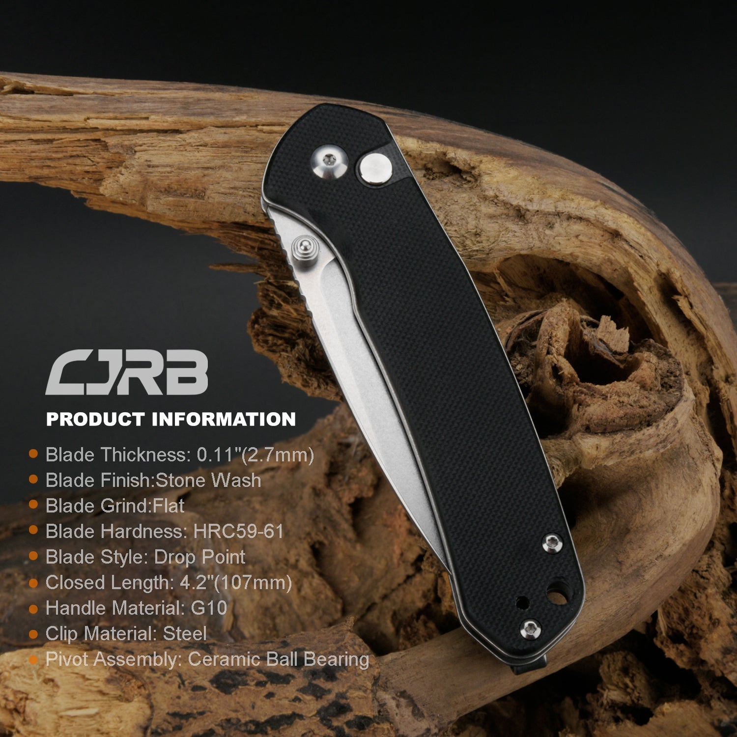 CJRB Pyrite J1925 G10 handle folding knife