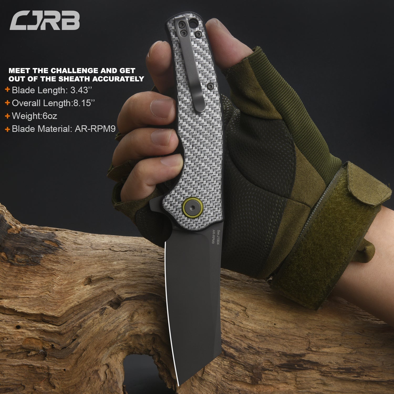 CJRB Crag J1904 carbon fiber handle detail