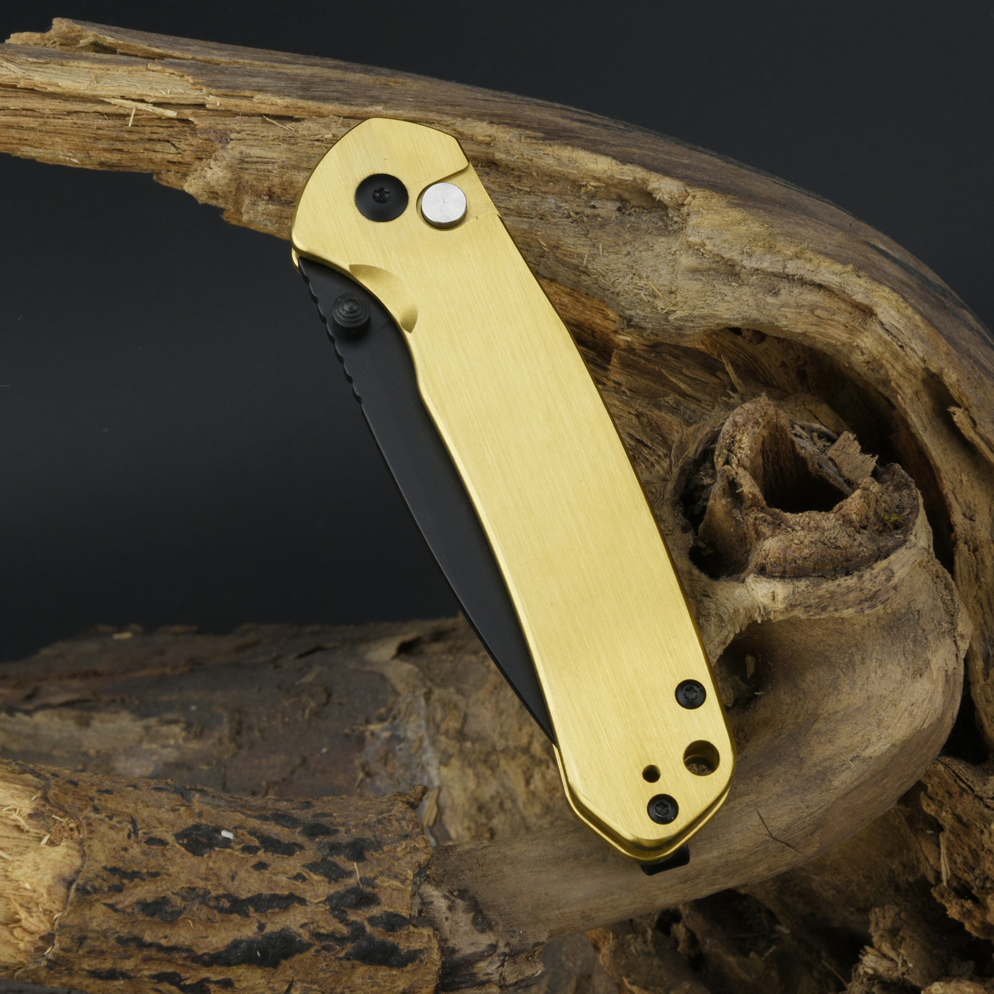 CJRB Pyrite J1925 Brass steel handle detail