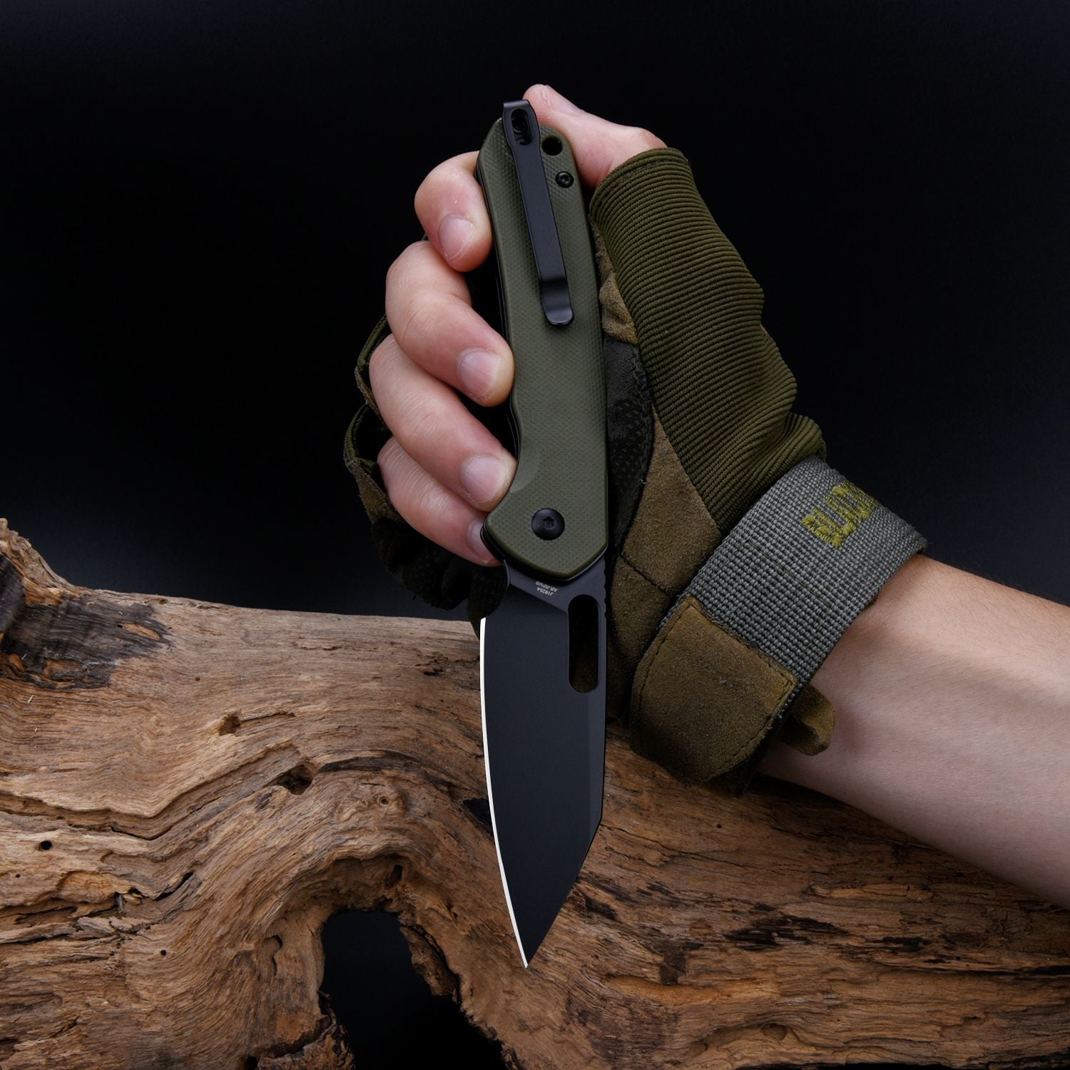 CJRB Pyrite Alt Wharncliffe J1925A-BGN folding knife with black G10 handle