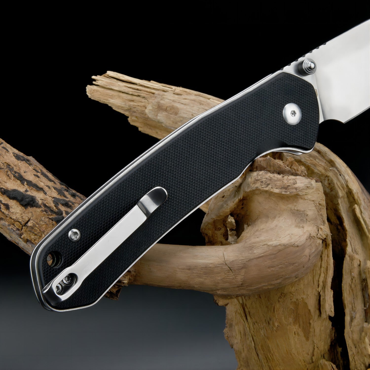 CJRB Large Pyrite J1925L folding knife side view
