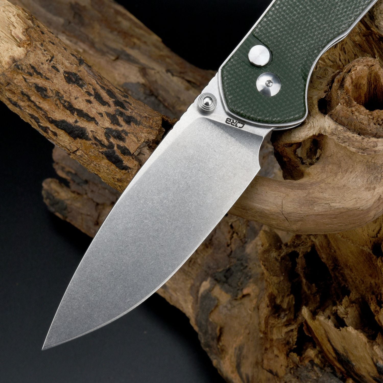 CJRB Large Pyrite J1925L folding knife with Micarta handle
