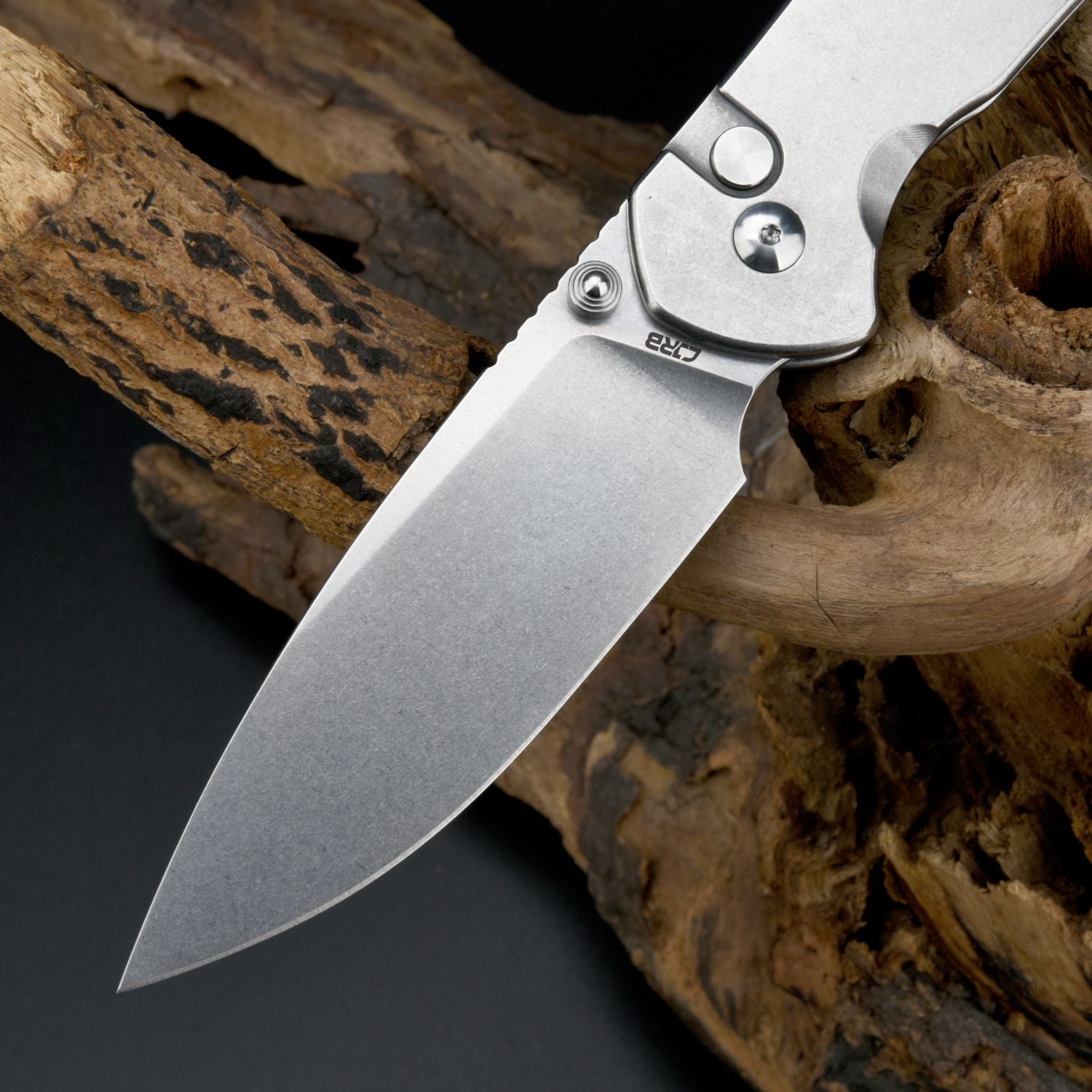 CJRB Large Pyrite J1925L folding knife with steel handle