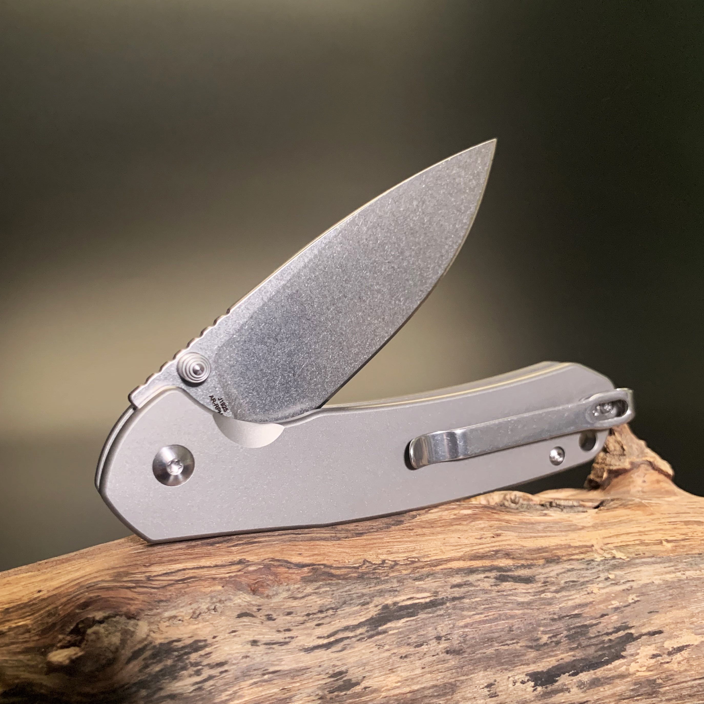 CJRB Pyrite J1925T folding knife with titanium handle