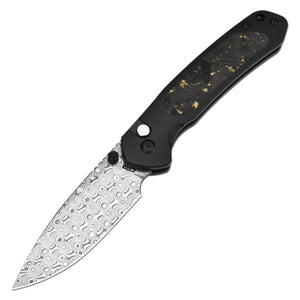 CJRB Pyrite J1925T-DGCF folding knife with Damascus blade