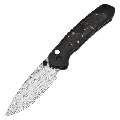 CJRB Pyrite J1925T-DGCF folding knife with Damascus blade